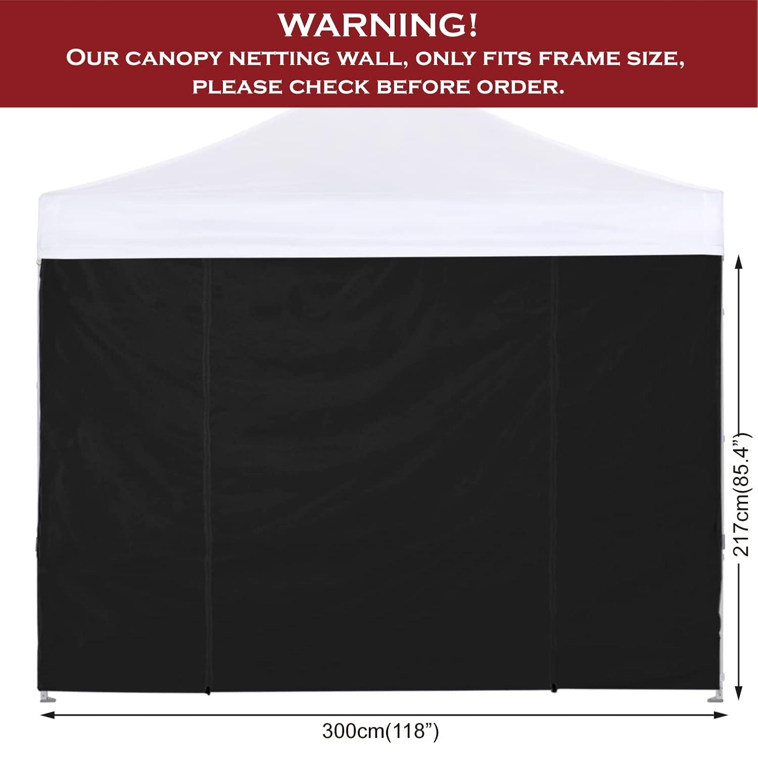 HLong Canopy Tent Sidewall for 10x10 Pop Up Canopy, 1 Piece, Black
