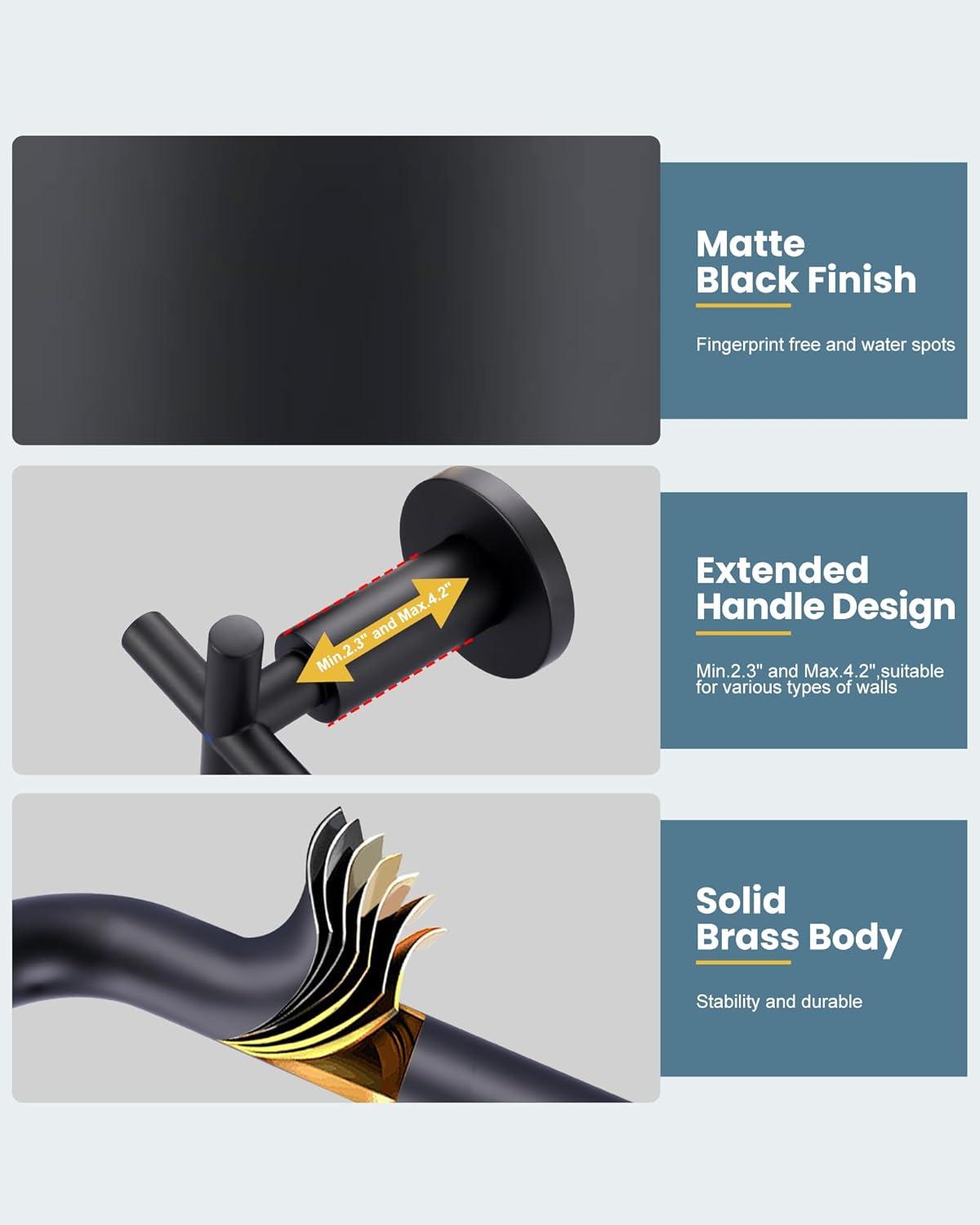 2-Handle 3-Hole Wall Mounted Roman Tub Faucet With 360° Swivel Spout