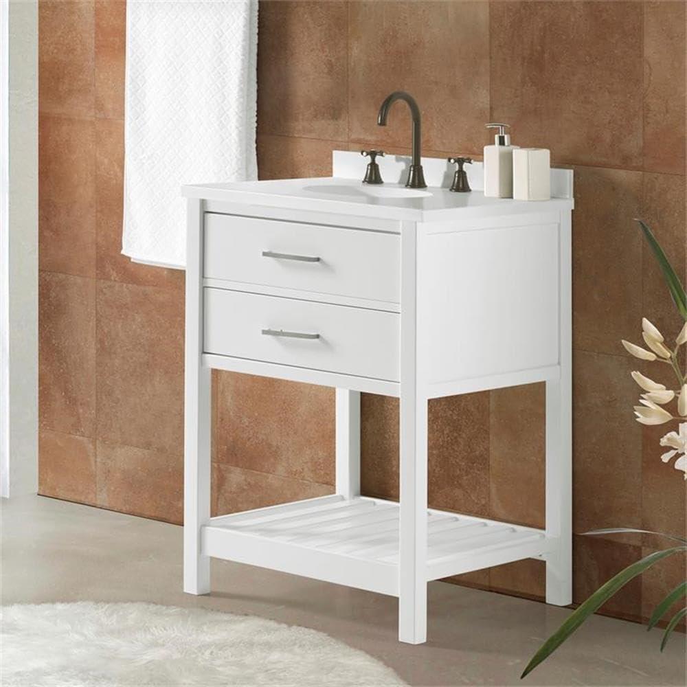 Harrison 24"W Modern Shaker Soft Close Doors Vanity Cabinet With Drawers And Open Storage Shelf