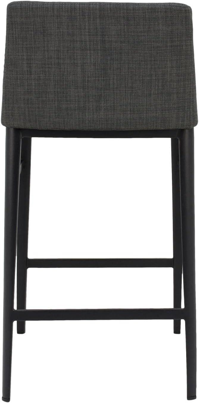 Contemporary Charcoal Gray Upholstered Counter Stool with Steel Legs