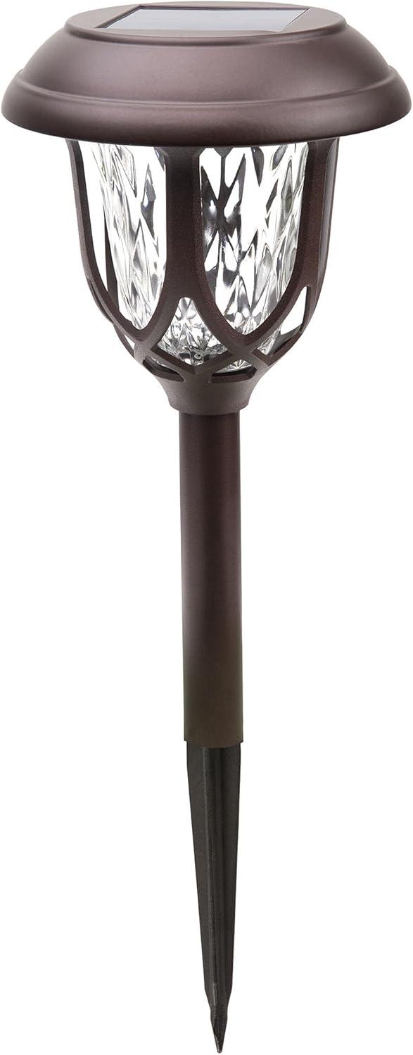 Set of 2 Bronze Solar Powered LED Pathway Light Stakes