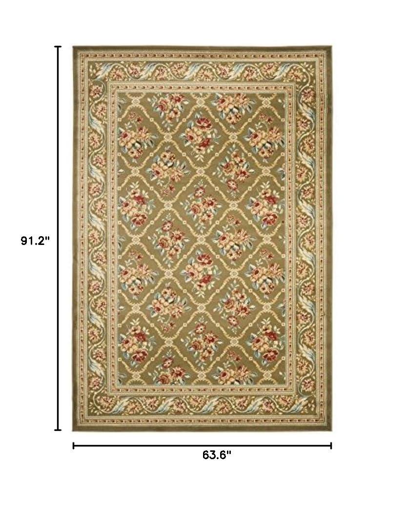 Lyndhurst LNH556 Power Loomed Area Rug - Green/Green - 5'3"x7'6" - Safavieh.