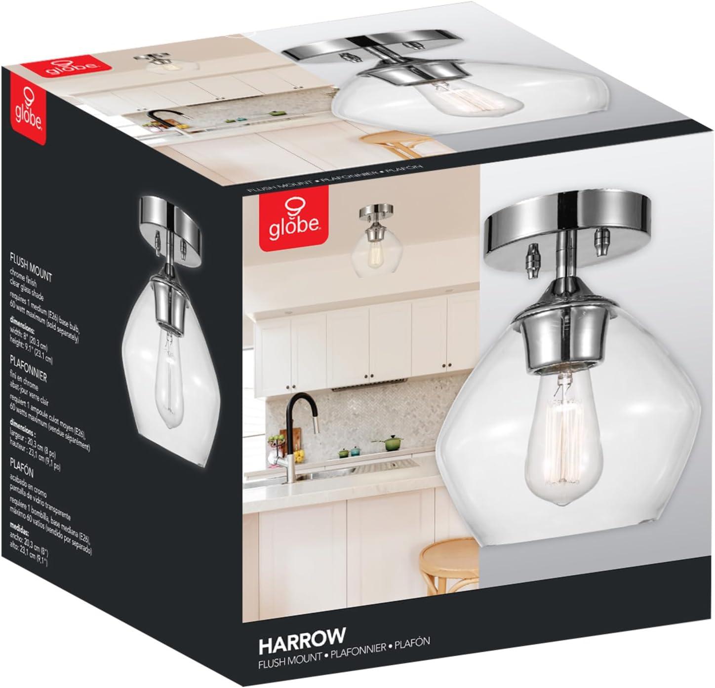 1 Light Harrow Semi Flush Mount Ceiling with Clear Glass Shade - Globe Electric