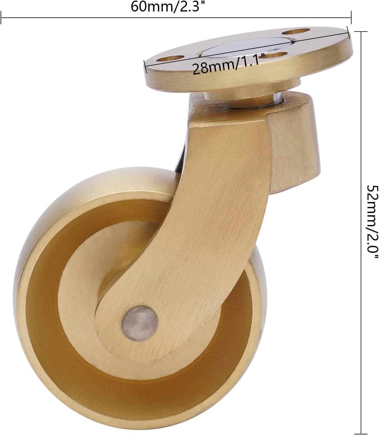 4pcs Brass Casters 360-degree Rotation Load-bearing Capacity 440 pounds