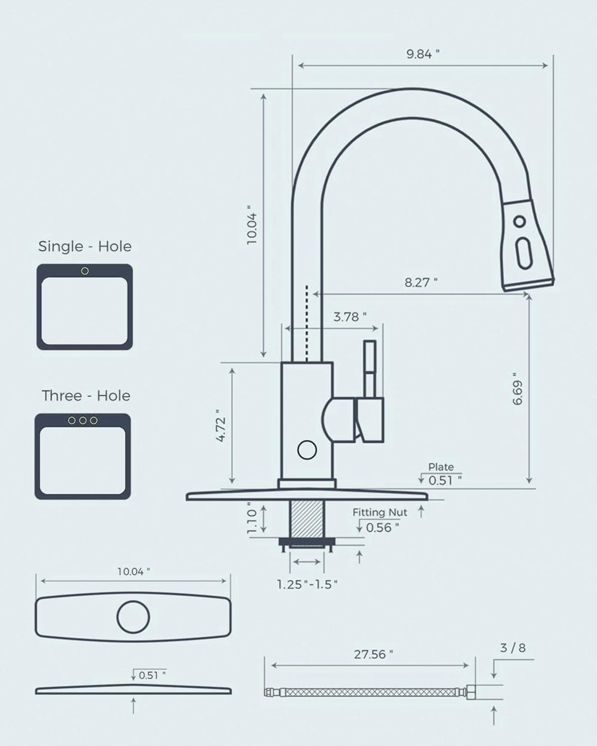 ARCORA Stainless SteelSingle Handle Pull-Down Sprayer Kitchen Faucet Set with Touchless Sensor