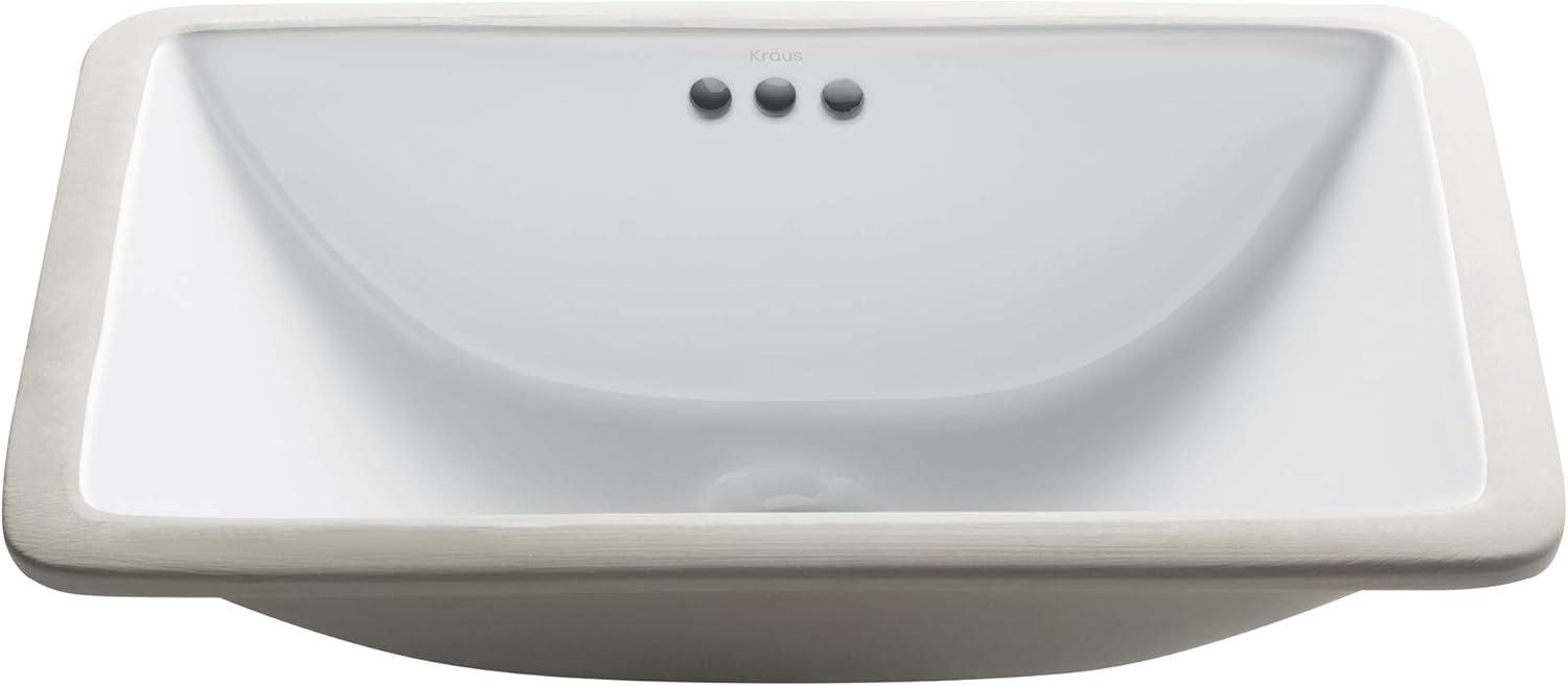 White Vitreous China Rectangular Undermount Bathroom Sink, 20 7/8 in