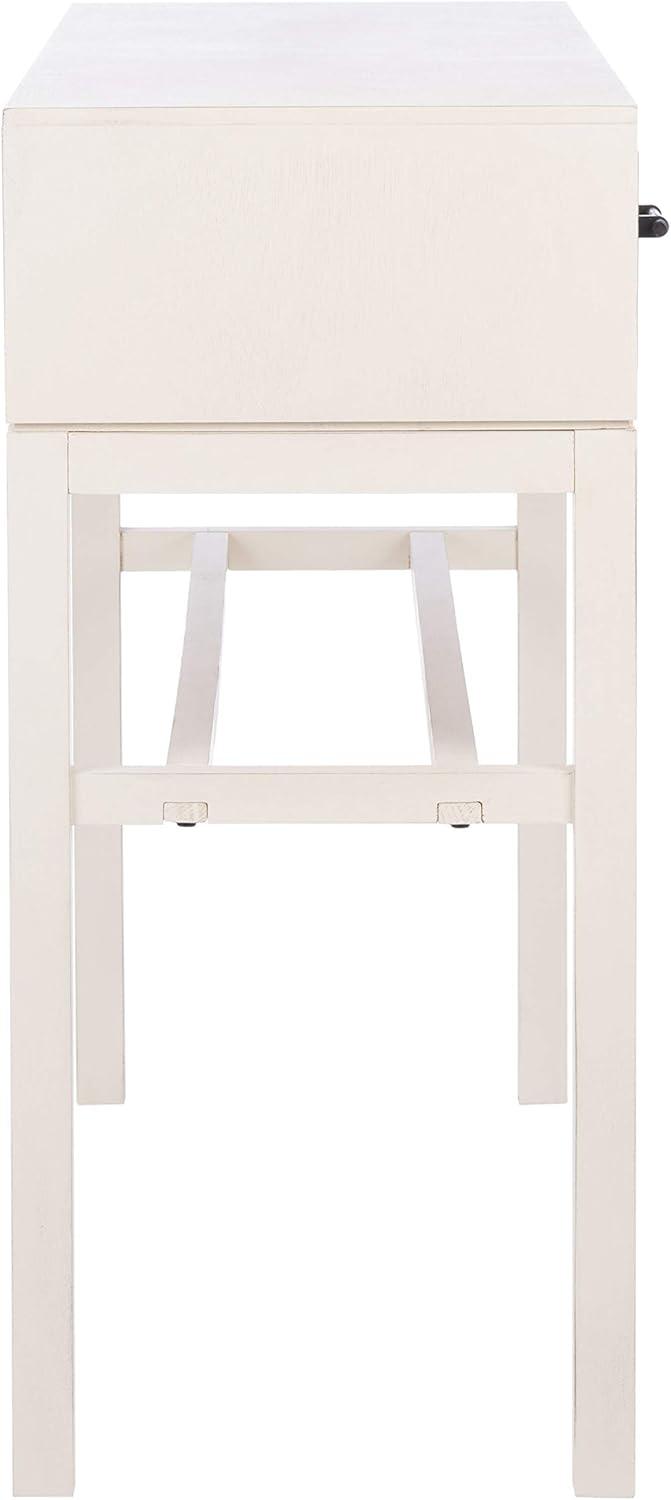 Ajana Distressed White & Honey Brown Chevron 2-Drawer Console Table