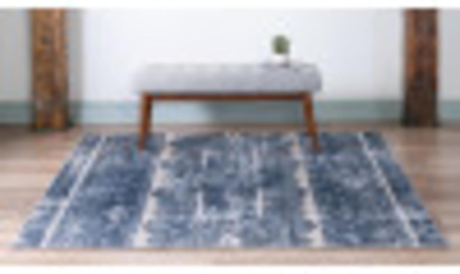 Unique Loom Portland Collection Area Rug - Depoe (6' 1" Square Blue/Beige)