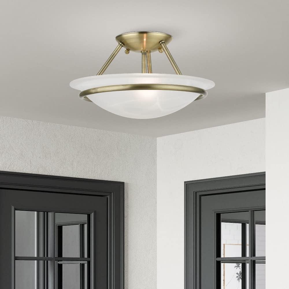 Livex Lighting Newburgh 2 - Light Semi-Flush Mount in Antique Brass