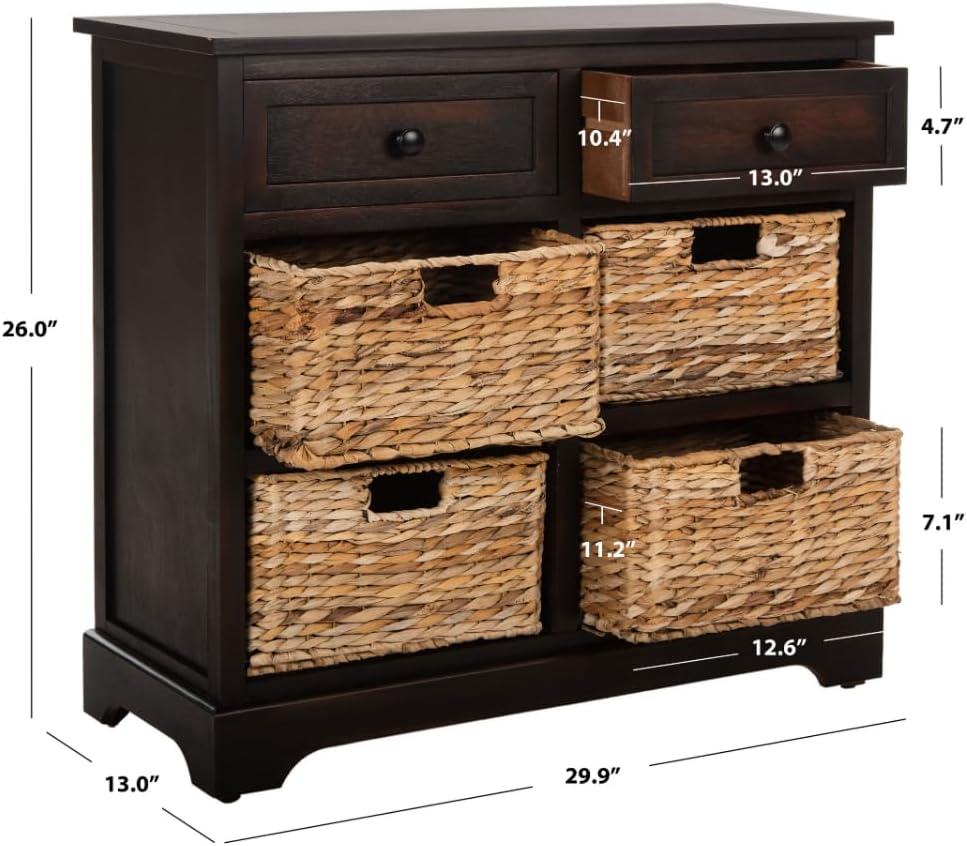 Herman Storage Unit with Wicker Baskets - Red - Safavieh.