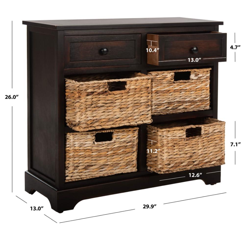 Herman Storage Unit with Wicker Baskets - Red - Safavieh.