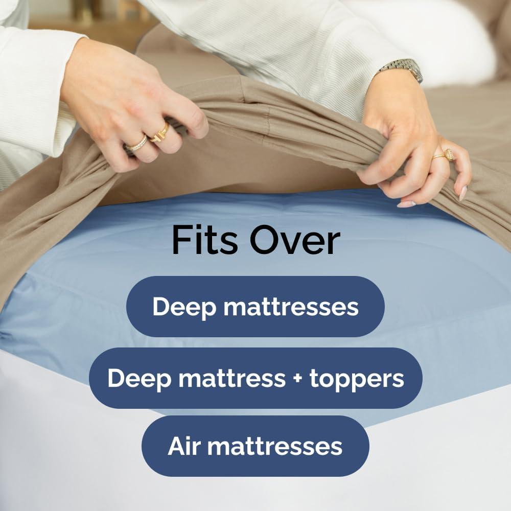 CGK Linens 400 Thread Count Cotton Fitted Sheet 18" - 24" Inch Extra Deep Pocket