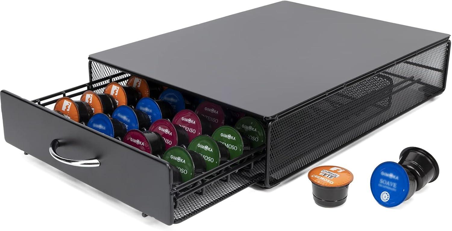 Coffee Pod Holder Storage Drawer Compatible With Nespreso Vertuoline/Lavazza Blue Capsules,40 Capacity Coffee Pods Storage Organizer for Vertuoline Pods for Coffee Station, Black.