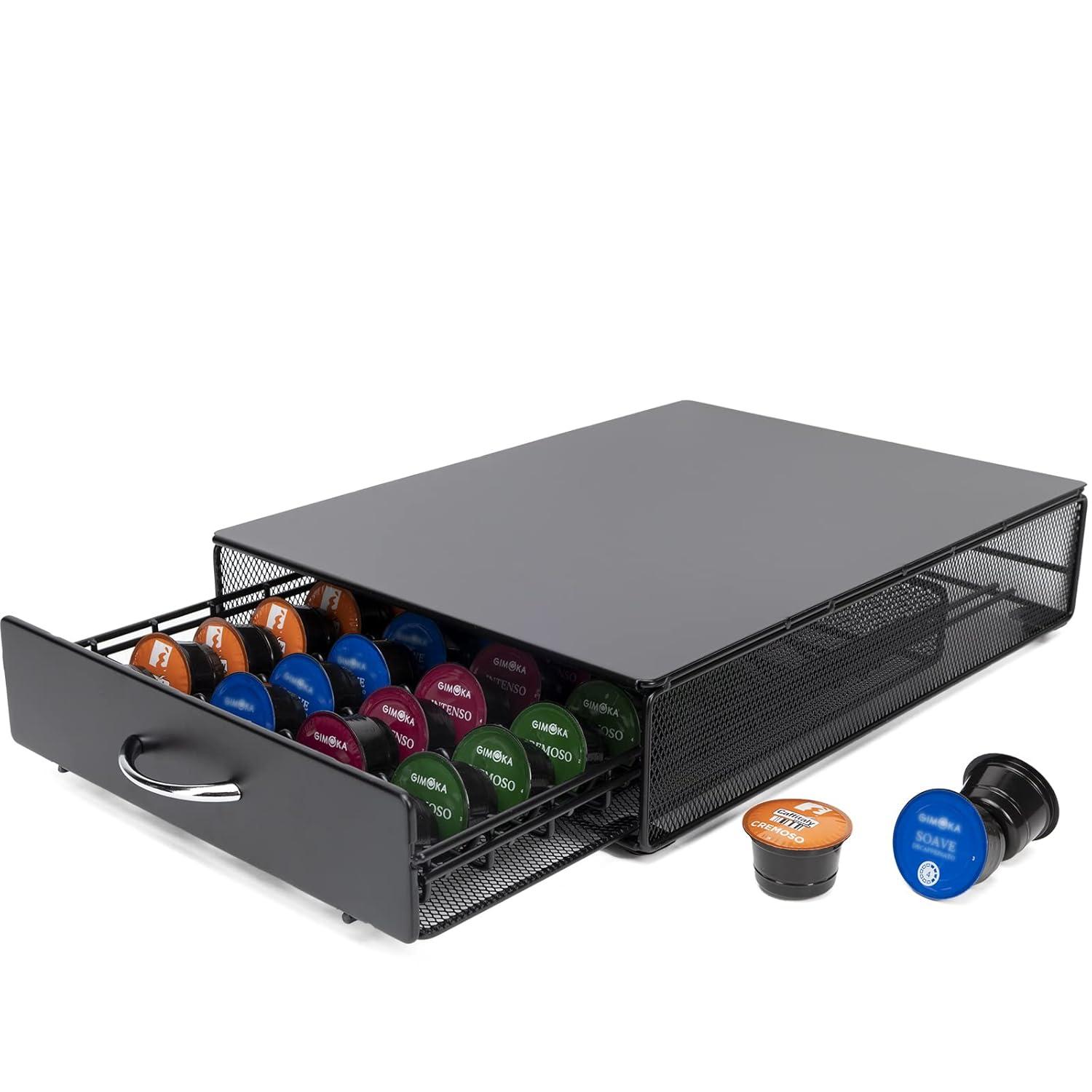 Coffee Pod Holder Storage Drawer Compatible With Nespreso Vertuoline/Lavazza Blue Capsules,40 Capacity Coffee Pods Storage Organizer for Vertuoline Pods for Coffee Station, Black.