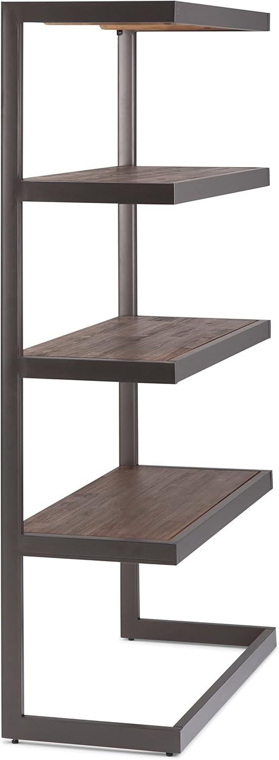 Erina Rustic Natural Aged Brown Solid Acacia and Metal Industrial Bookcase