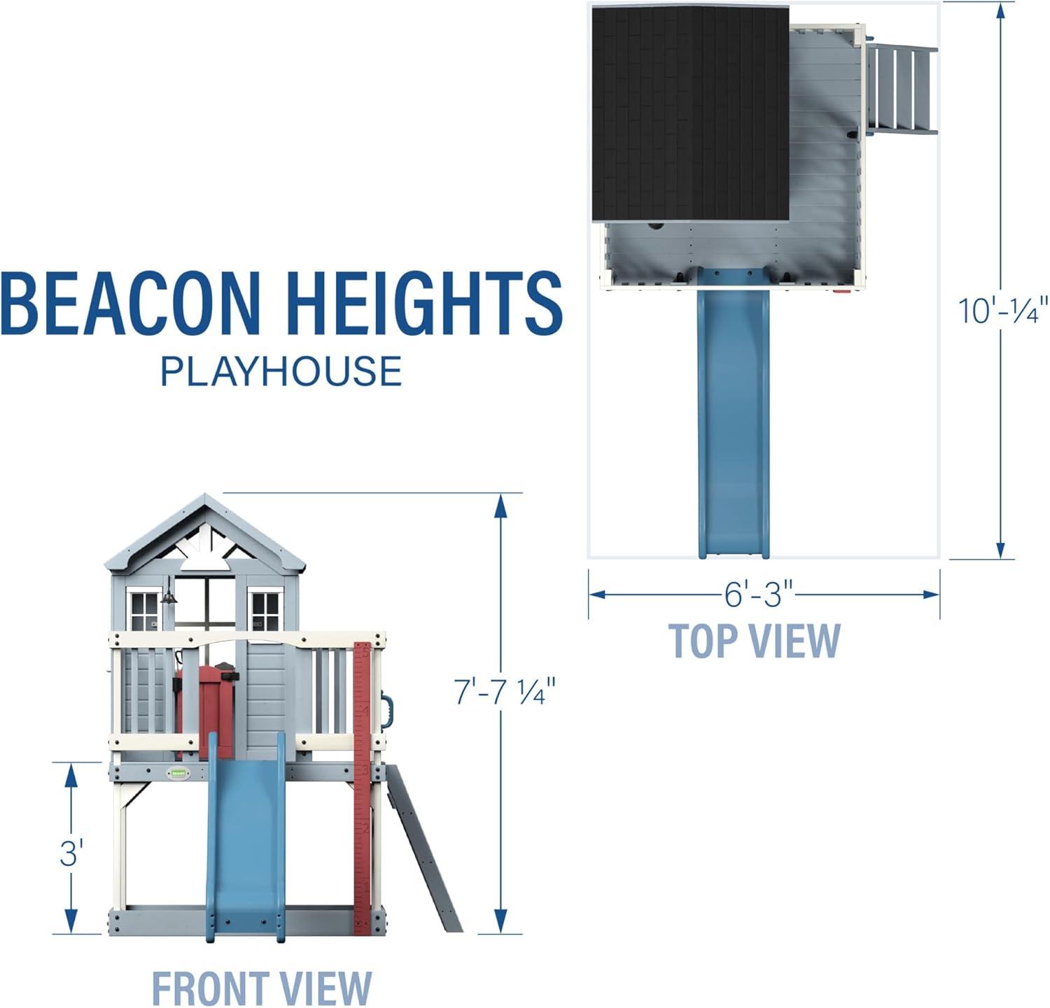 Beacon Heights Elevated Cedar Playhouse with Slide and Ladder