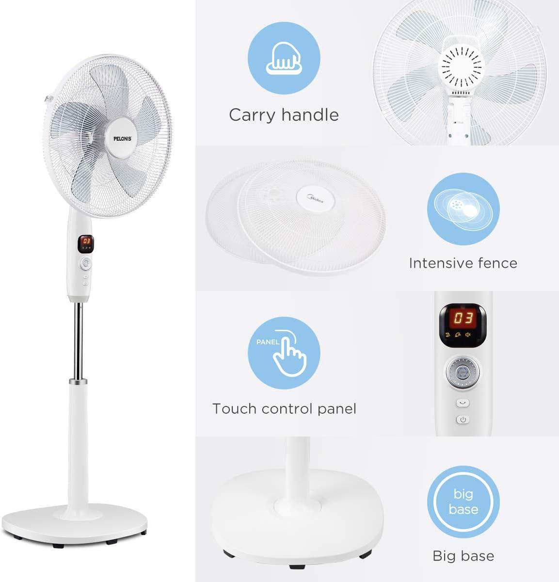 Pelonis 16" 12-Speed Oscillating Pedestal Fan, Ultra Quiet, Remote