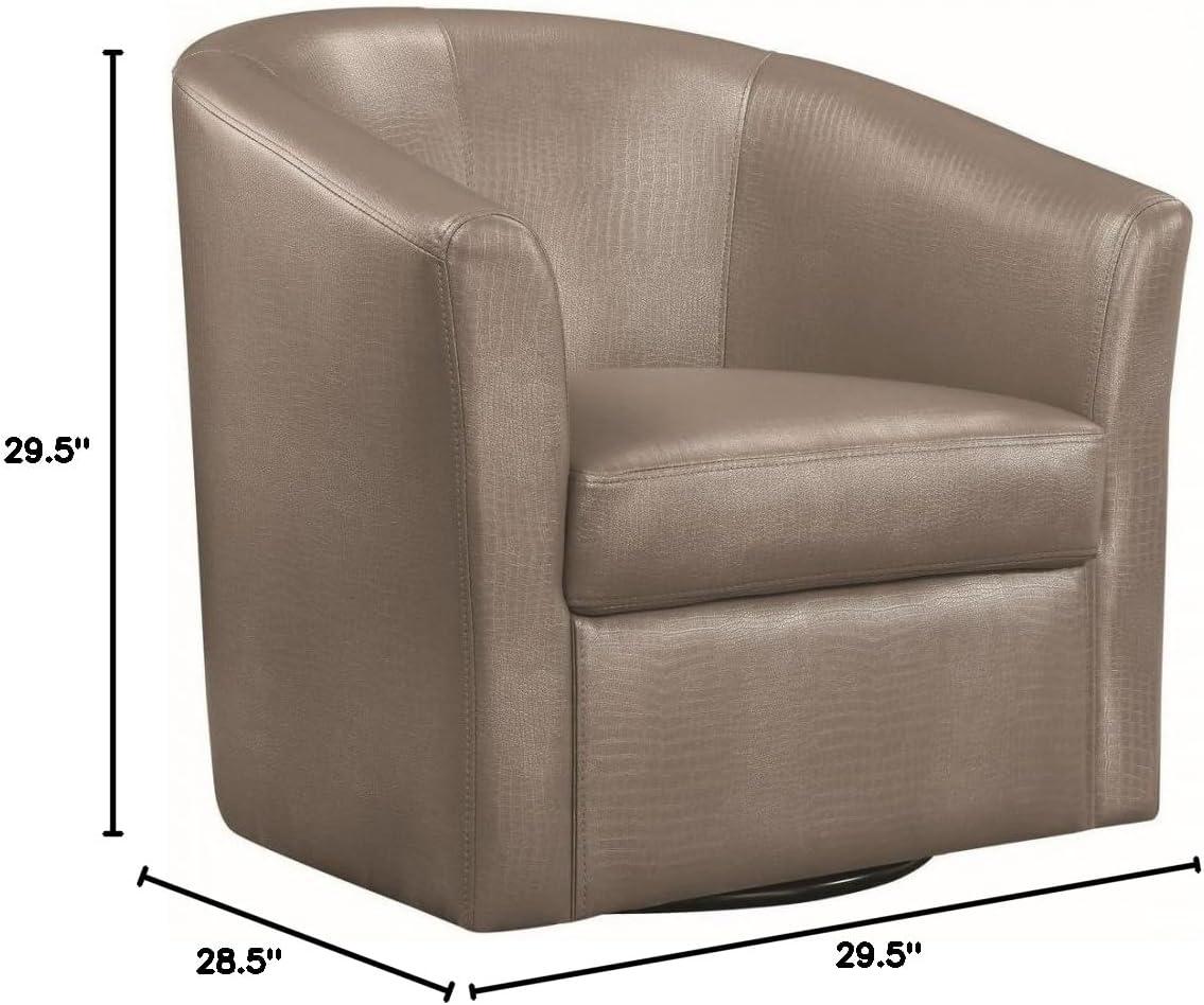 Coaster Contemporary Faux Leather Swivel Accent Chair in Gray