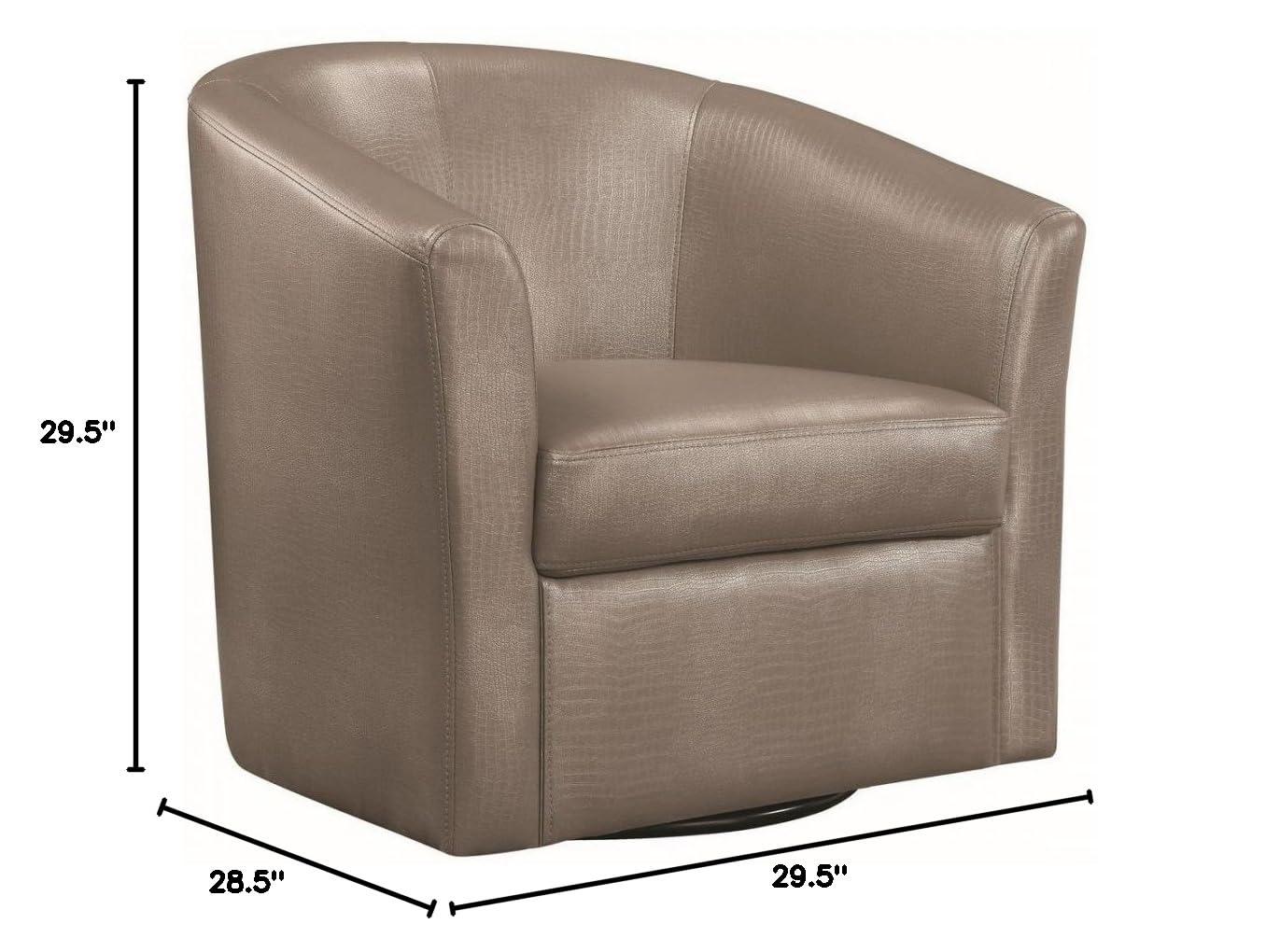 Coaster Contemporary Faux Leather Swivel Accent Chair in Gray