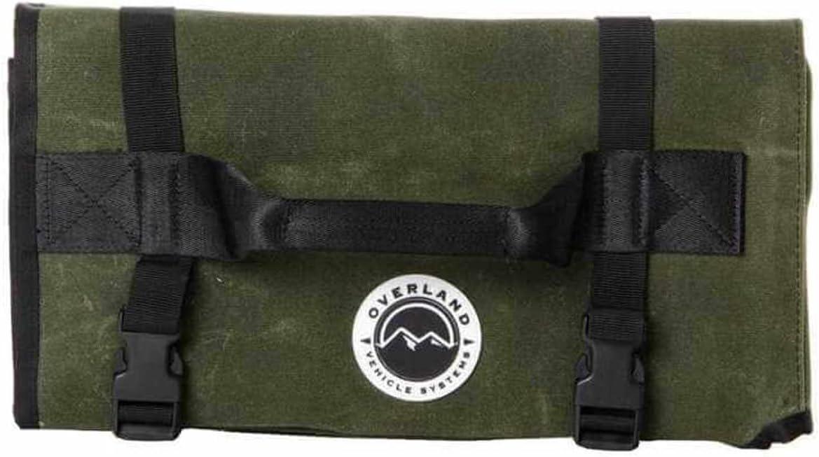 Overland Vehicle Systems Rolled General Tool Storage Bag - #16 Military Style Waxed Canvas - 19 Storage Pockets - Infused with Paraffin Wax Waterproofing
