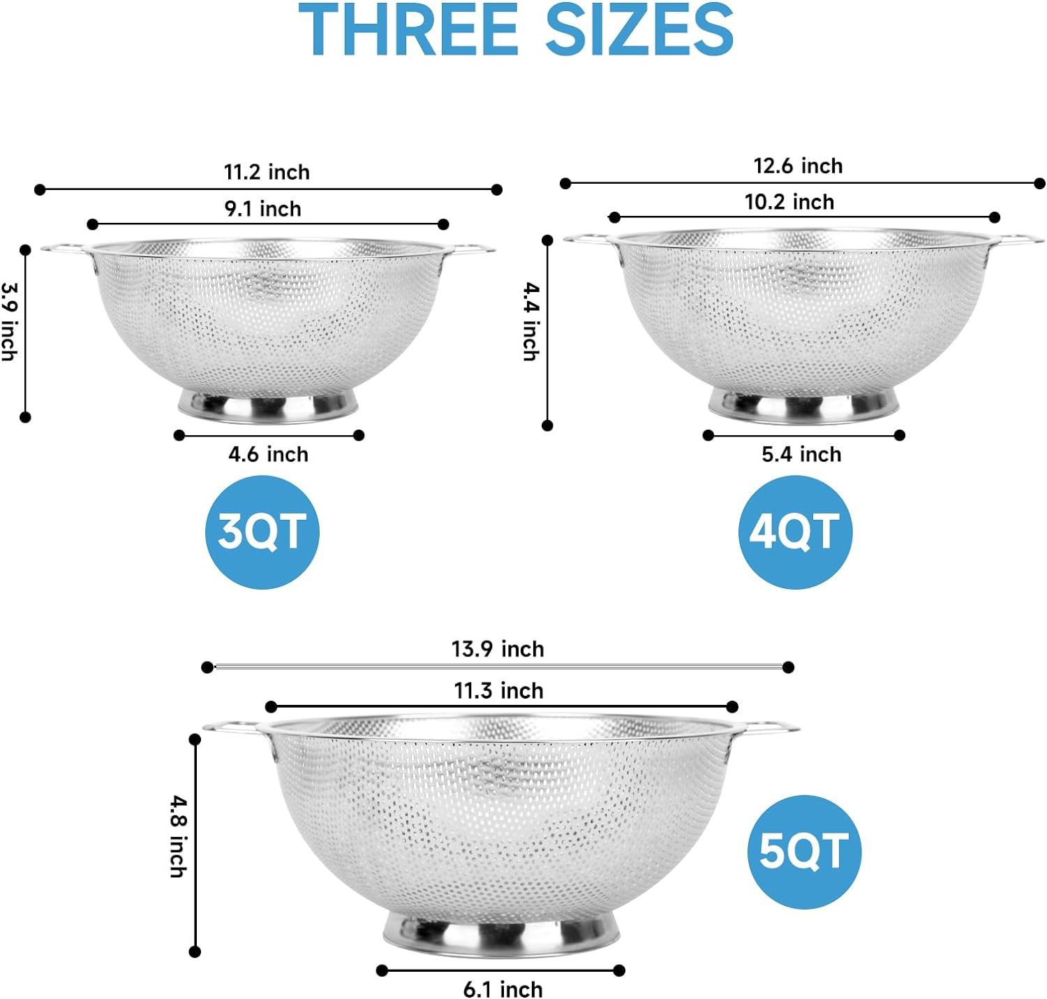 MíU 3-PIECE STAINLESS STEEL COLANDER SET