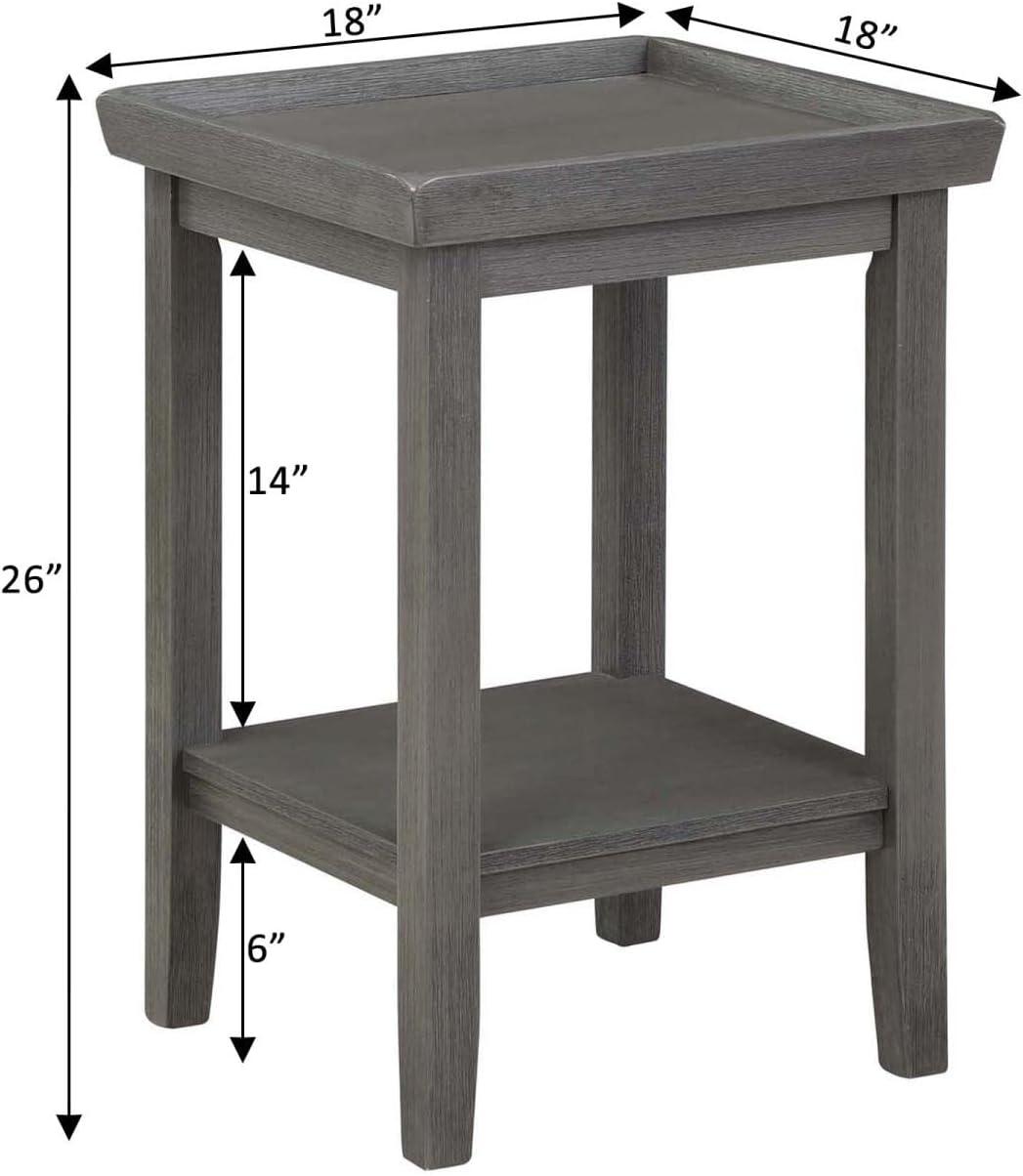 Classic Ledgewood 18" Square Gray Wood End Table with Shelf