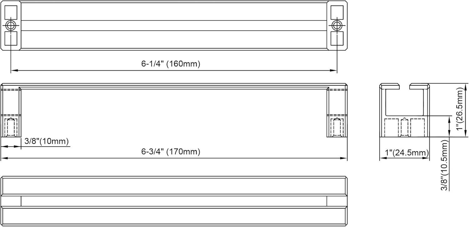 Dowell DOWELL   6 1/4 Inch Center To Center, Black, Single Pack