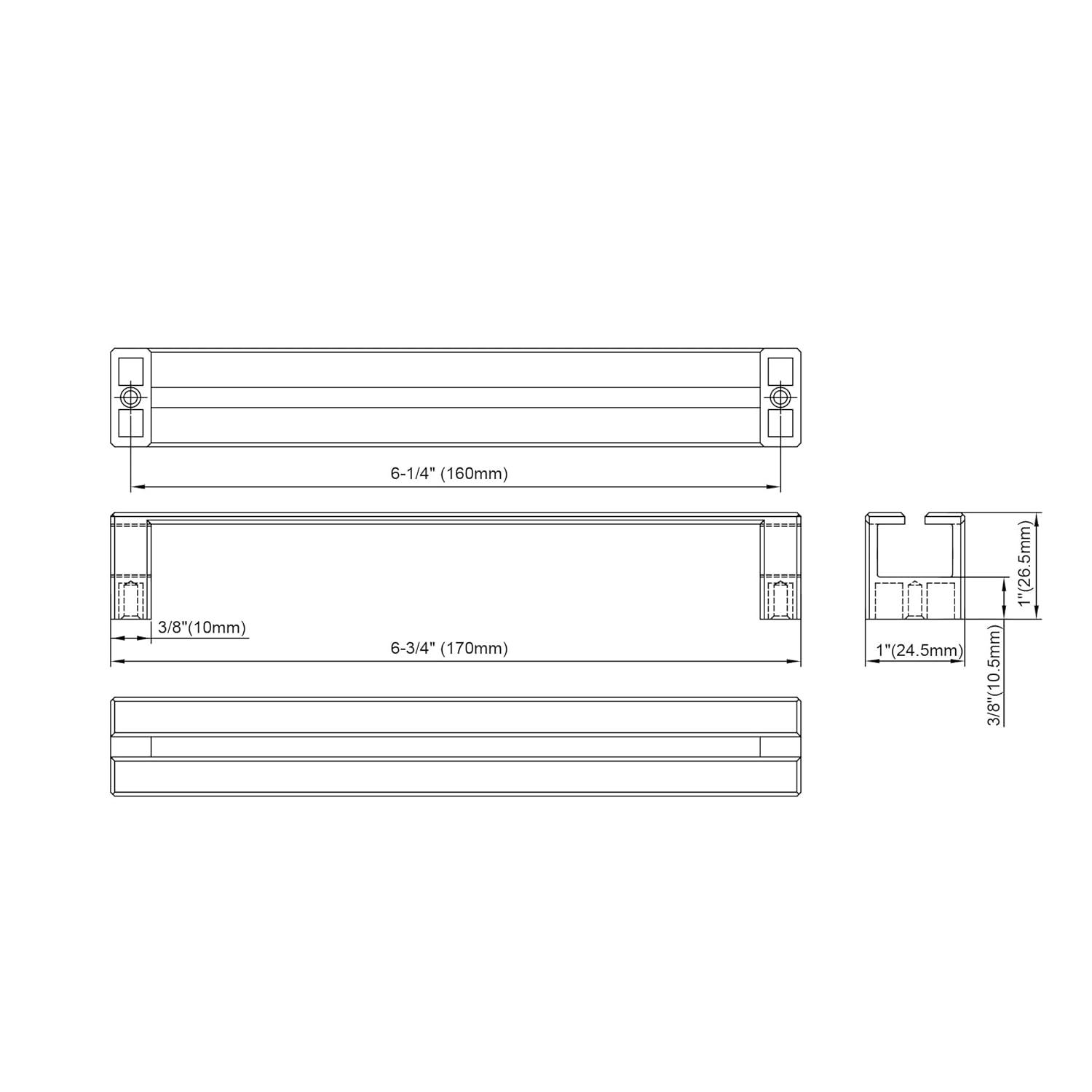 Dowell DOWELL   6 1/4 Inch Center To Center, Black, Single Pack