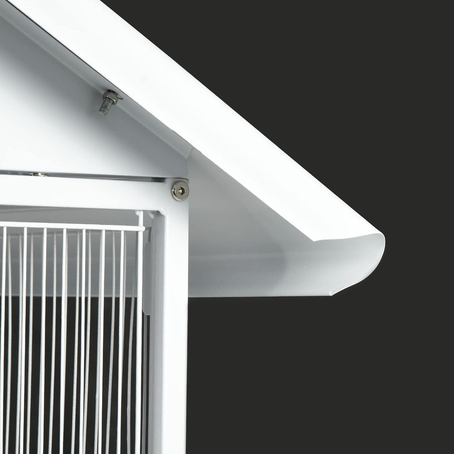 PawHut Wrought Metal Bird Cage Feeder with Rolling Stand Perches Food Containers Doors Wheels 67" H, White