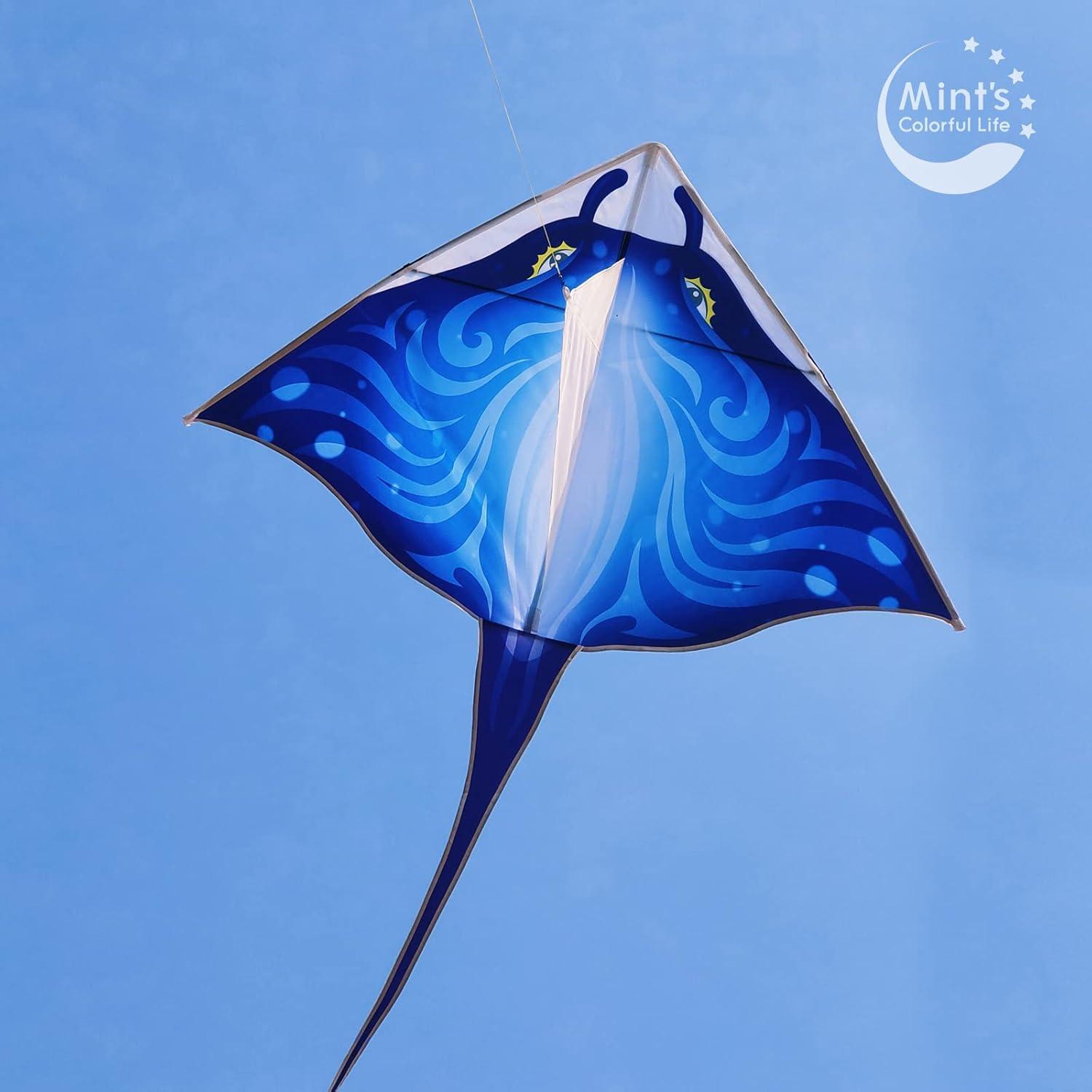 Mint's Colorful Life Devil Fish Kite for Kids Adults, Polyester Fabric & Fiberglass Frame