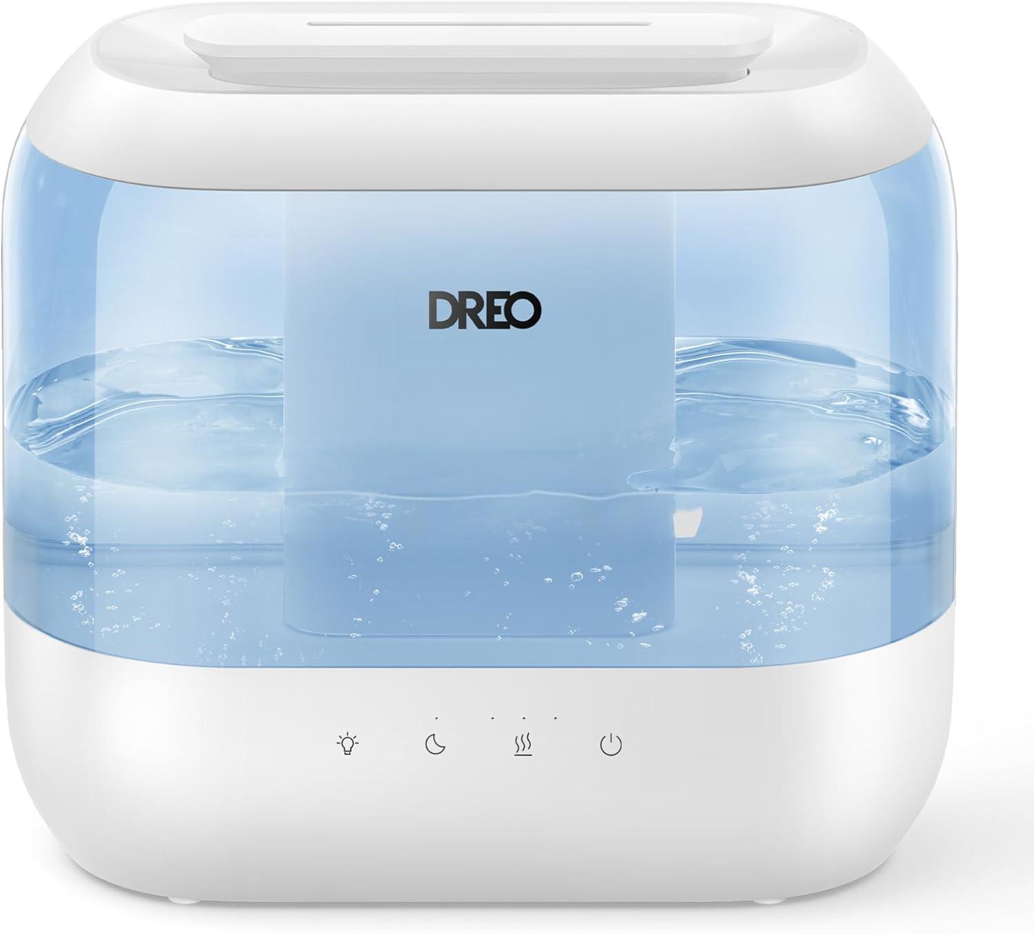 Dreo Humidifier for Bedroom, 4L Cool Mist Top-Fill Ultrasonic Humidifiers, Essential Oil Diffuser and Nightlight, 32H Runtime, 28dB Quiet Vaporizer Humidifiers  for Home, Baby Room, Touch Control