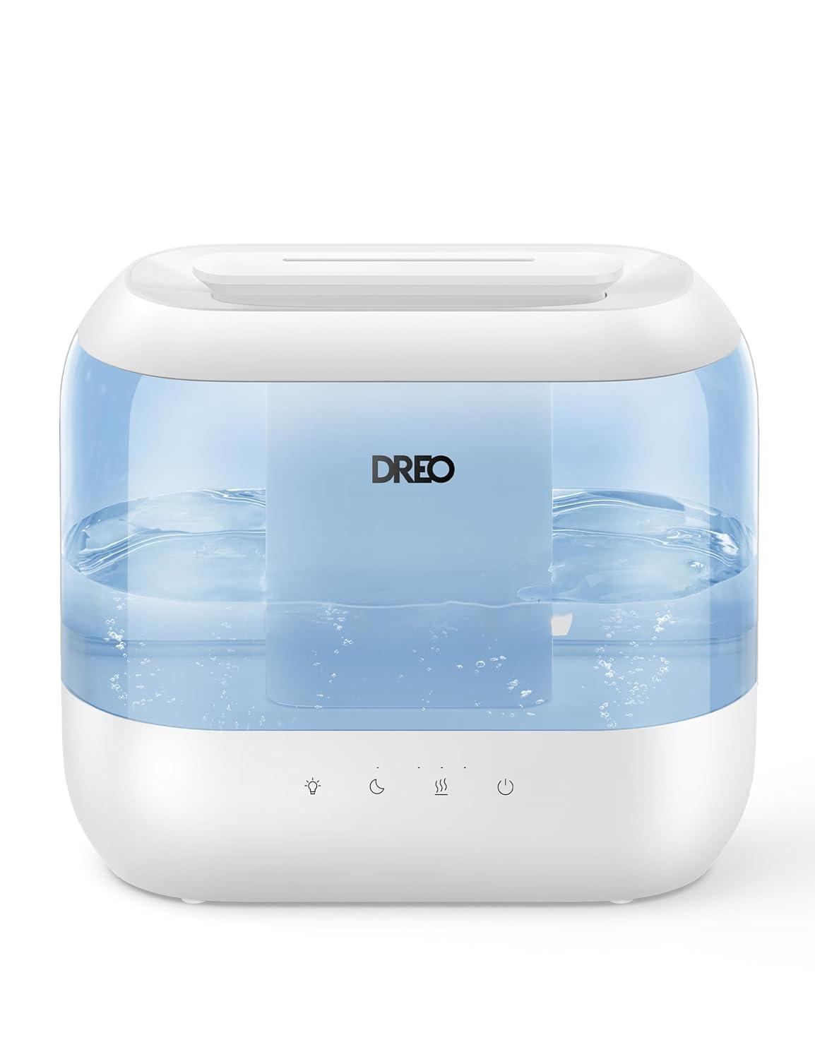 Dreo Humidifiers for Bedroom, Top Fill 4L Supersized Cool Mist Humidifier with Oil Diffuser and Nightlight, 32H Runtime, Quiet Ultrasonic Humidifiers for Home, Large Room, Baby Nursery and Plants