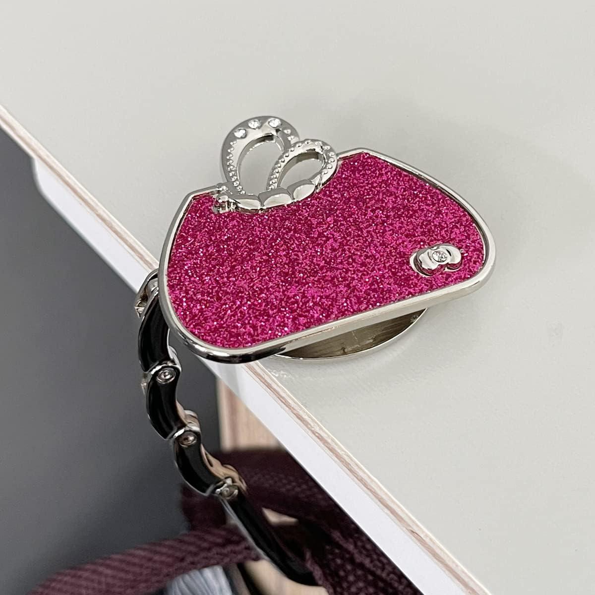 Pink Glittery Metal Purse Hook with Rhinestones