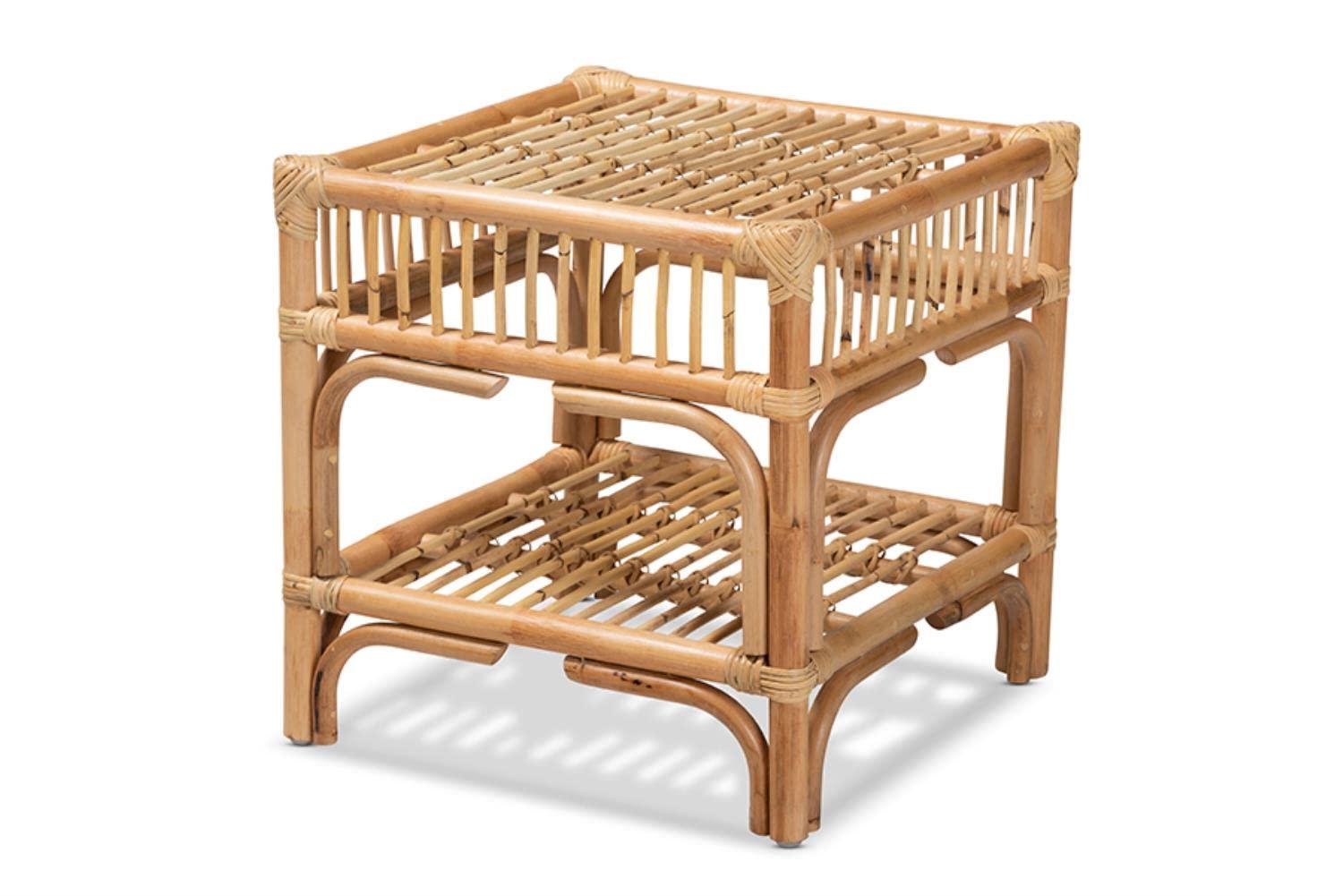Rose Rattan End Table Natural/Brown - bali & pari