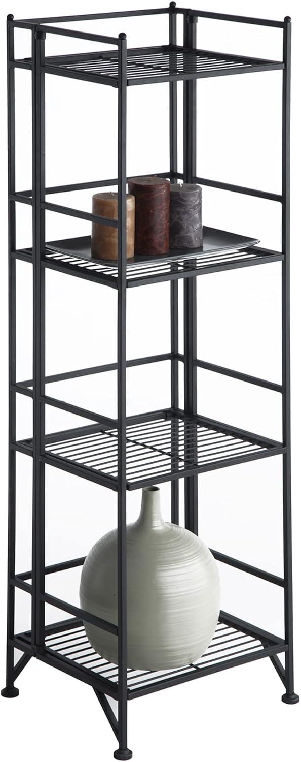 Convenience Concepts XTRA-Storage 4 Tier Folding Shelf in Black Metal Finish