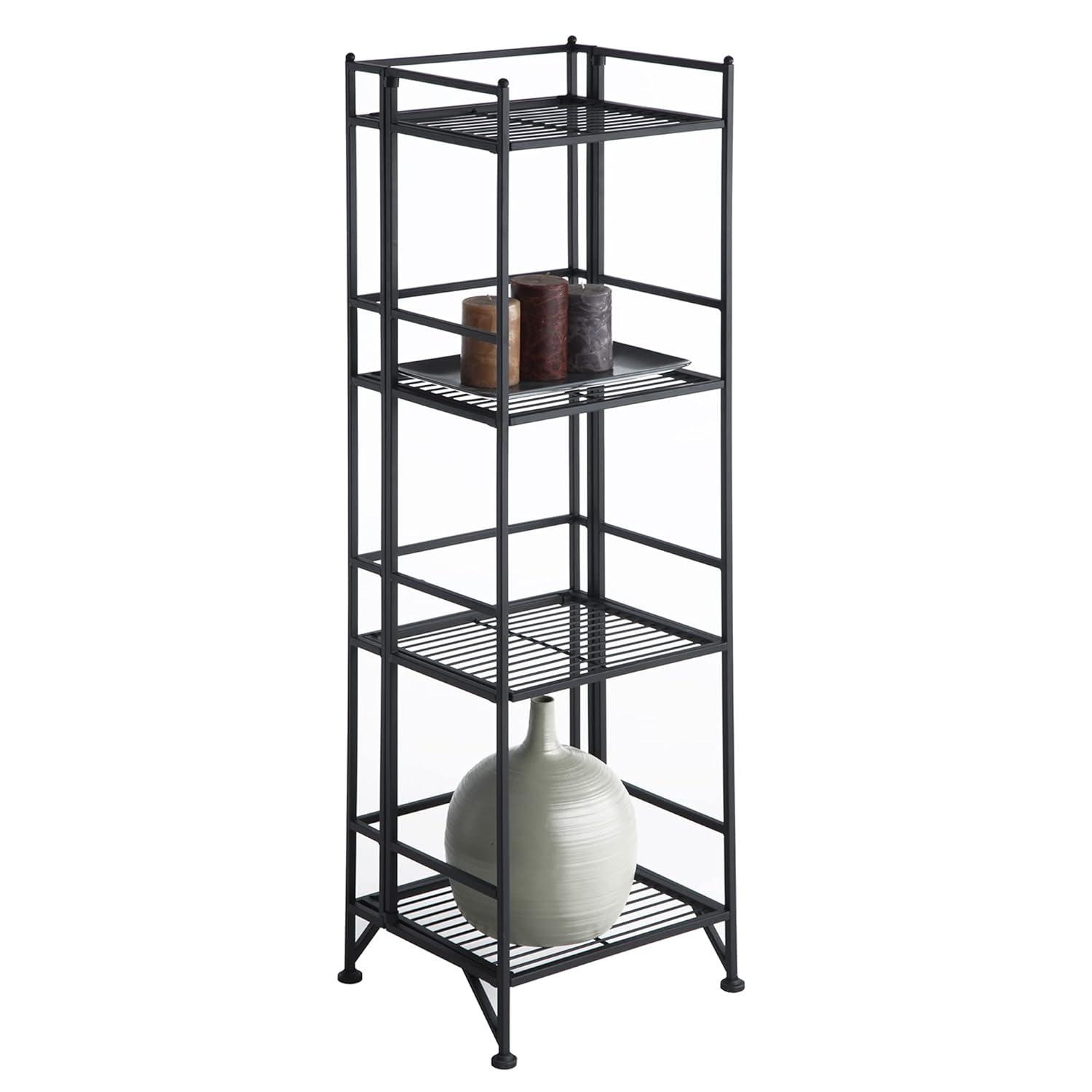 Convenience Concepts XTRA-Storage 4 Tier Folding Shelf in Black Metal Finish