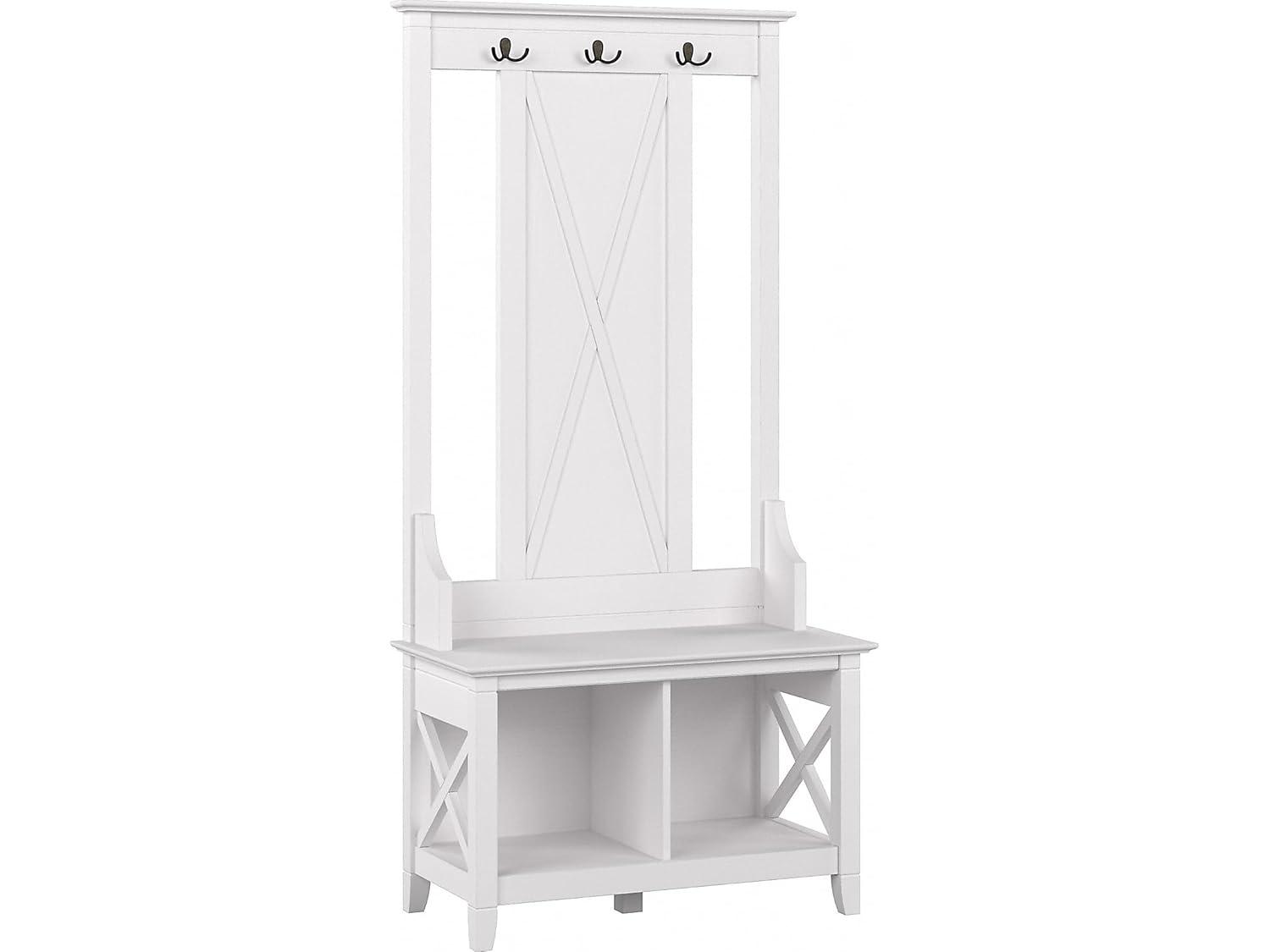 Key West Hall Tree with Shoe Storage Bench in Pure White Oak - Engineered Wood