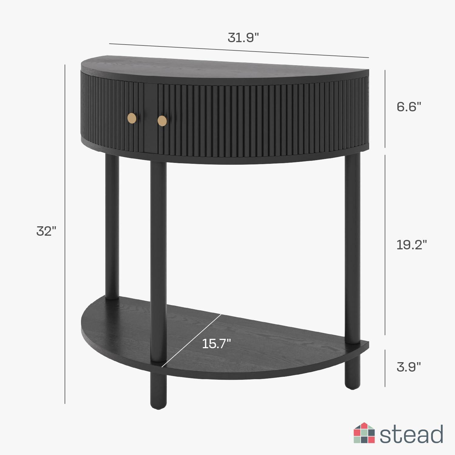 Stead Fluted Half Moon Console Table - Small Entry Table - Living Room Furniture - Modern Home Decor (Natural Oak)