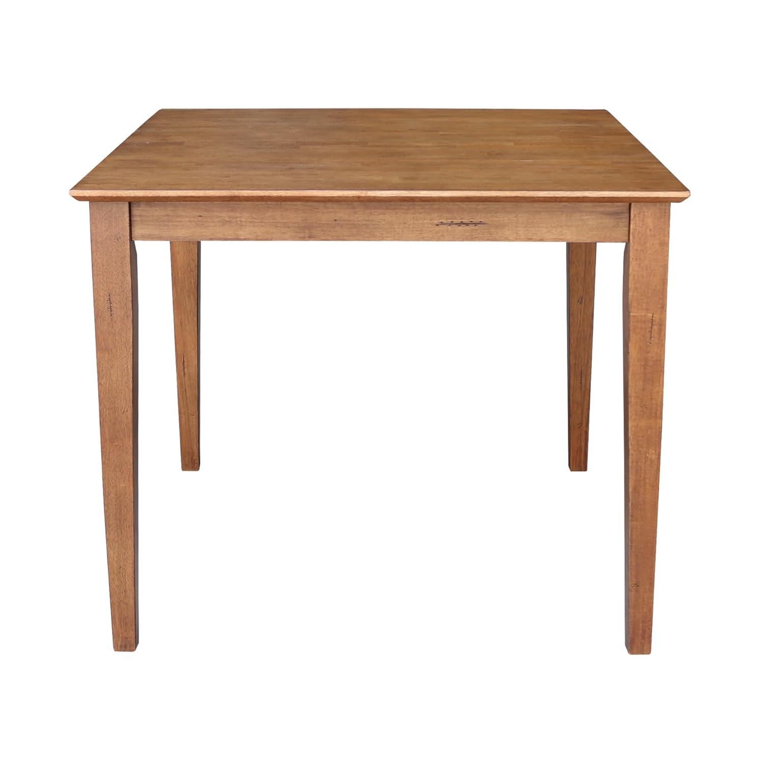 36"x36" Solid Wood Dining Table with Shaker Styled Legs Distressed Oak - International Concepts: Rubberwood, 4-Seater, Traditional Style