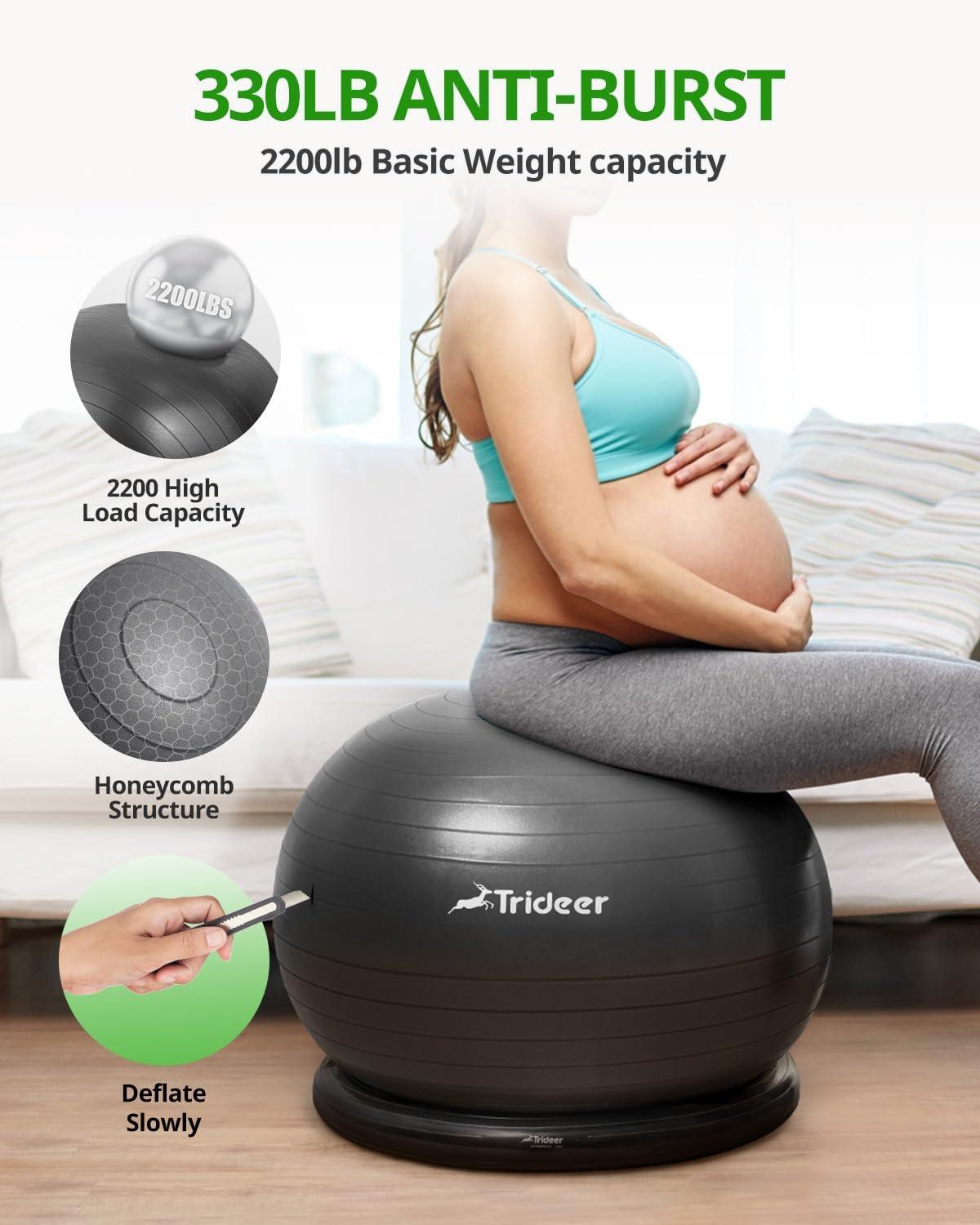 Trideer Ball Chair Yoga Ball Chair Exercise Ball Chair with Base & Bands for Home Gym Workout Ball for Abs, Stability Ball & Fitness Ball Seat to Relieve Back Pain