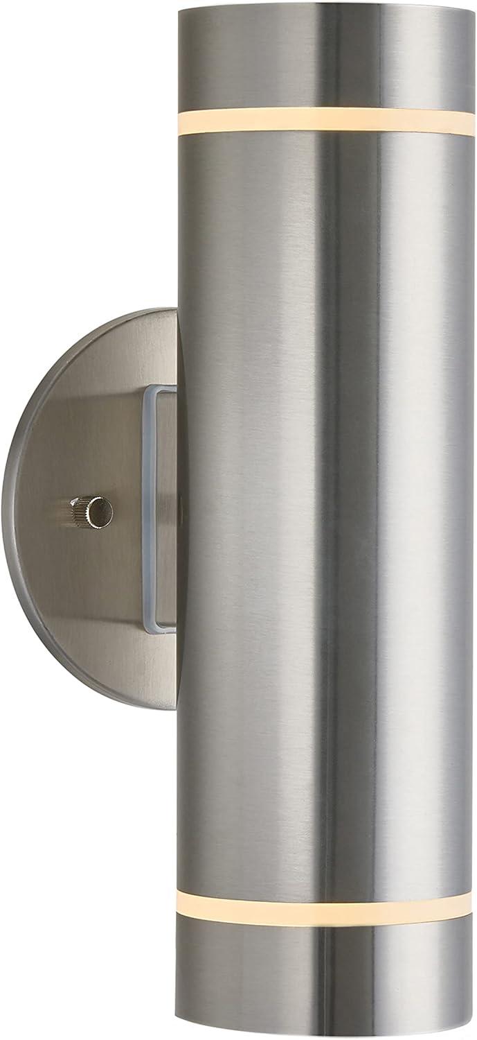 Modern Stainless Steel Cylinder Wall Sconce with Frosted Glass