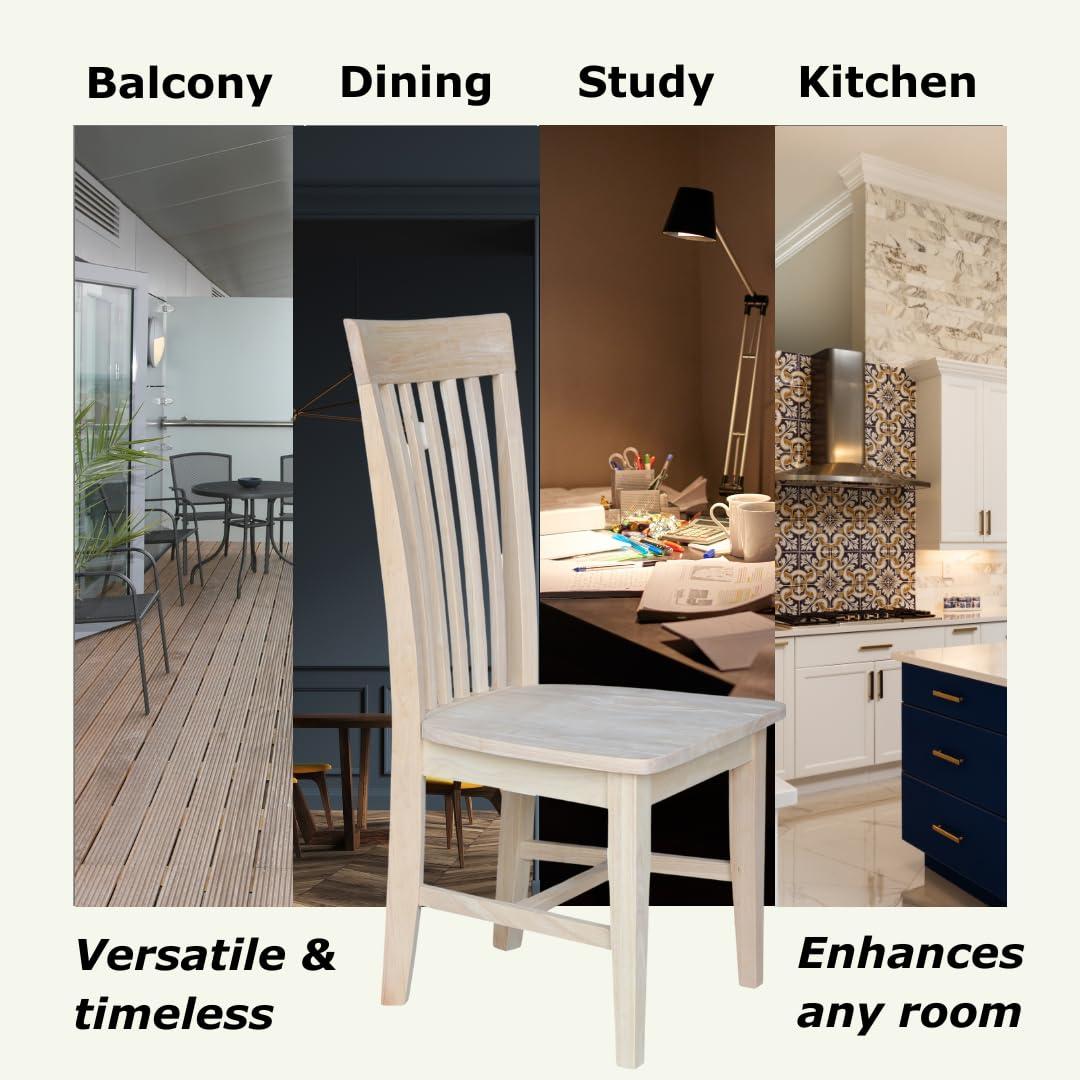 Set of 2 Tall Mission Chairs Wood/Unfinished - International Concepts: Solid Parawood, Kitchen Furniture