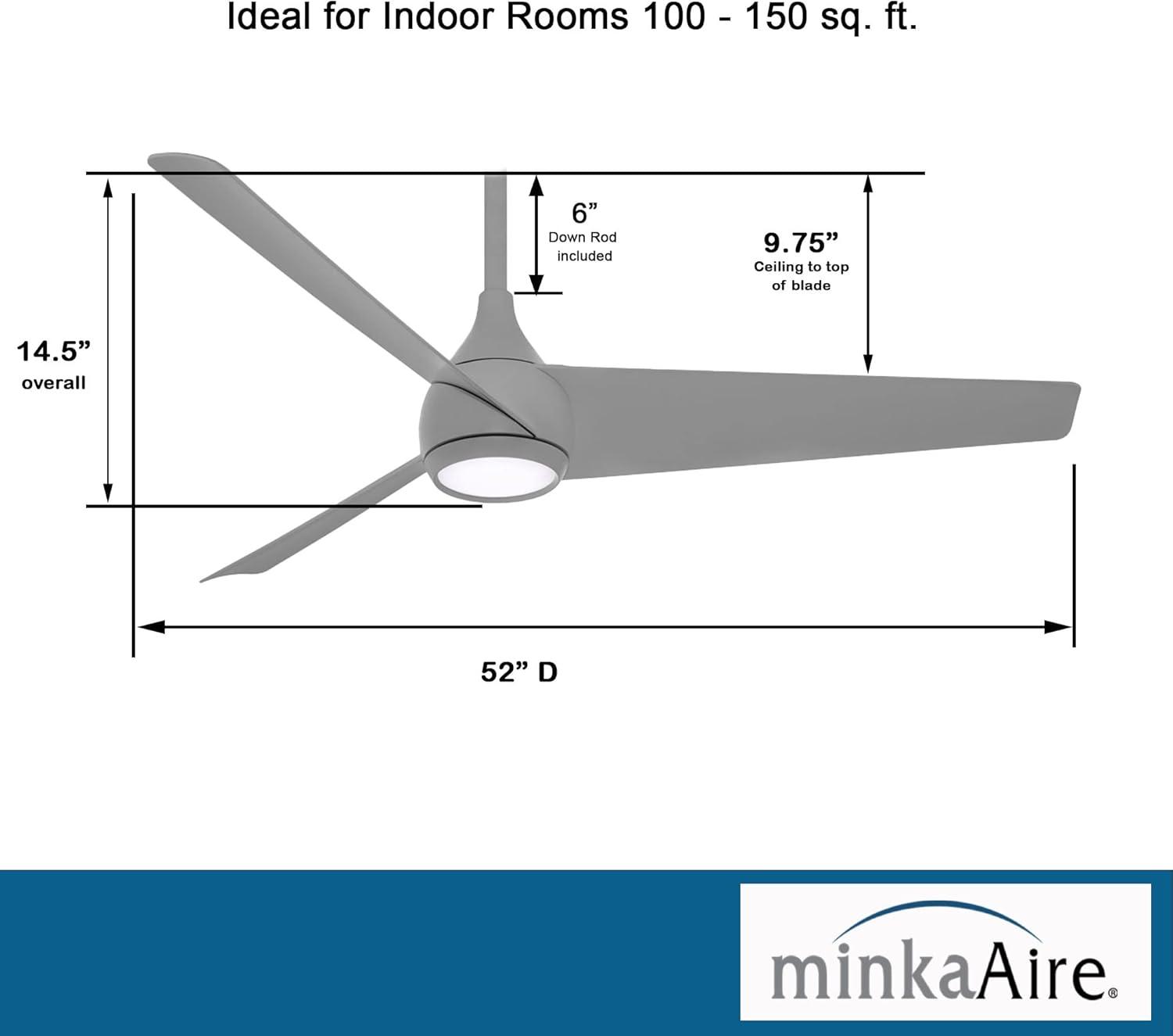 Minka Aire 52'' 3 - Blade LED Smart Standard Ceiling Fan with Remote Control and Light Kit Included