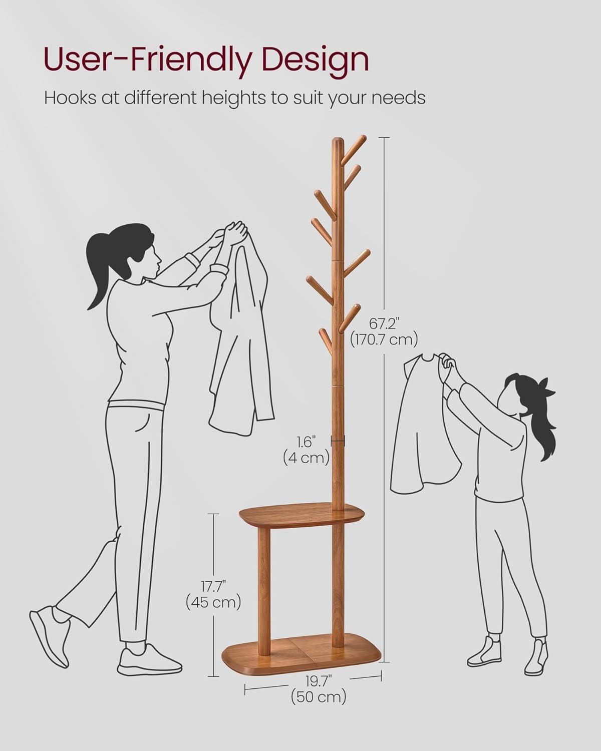 Coat Rack Stand With 8 Hooks