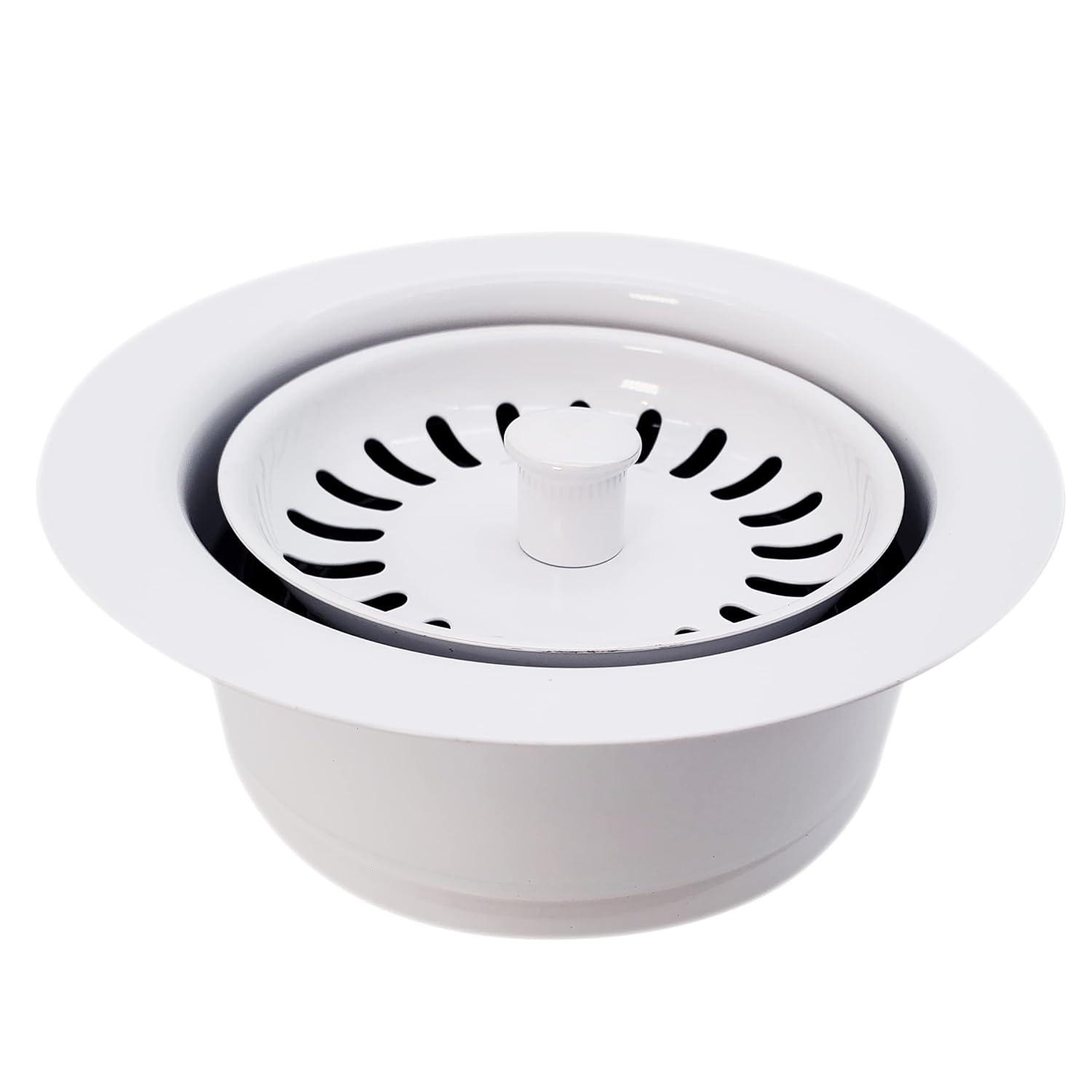 Westbrass D2089SEV-50 3-1/2" Waste Disposal Drain Flange and Basket Strainer, Powder Coat White