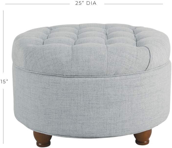 Large Tufted Round Storage Ottoman - HomePop