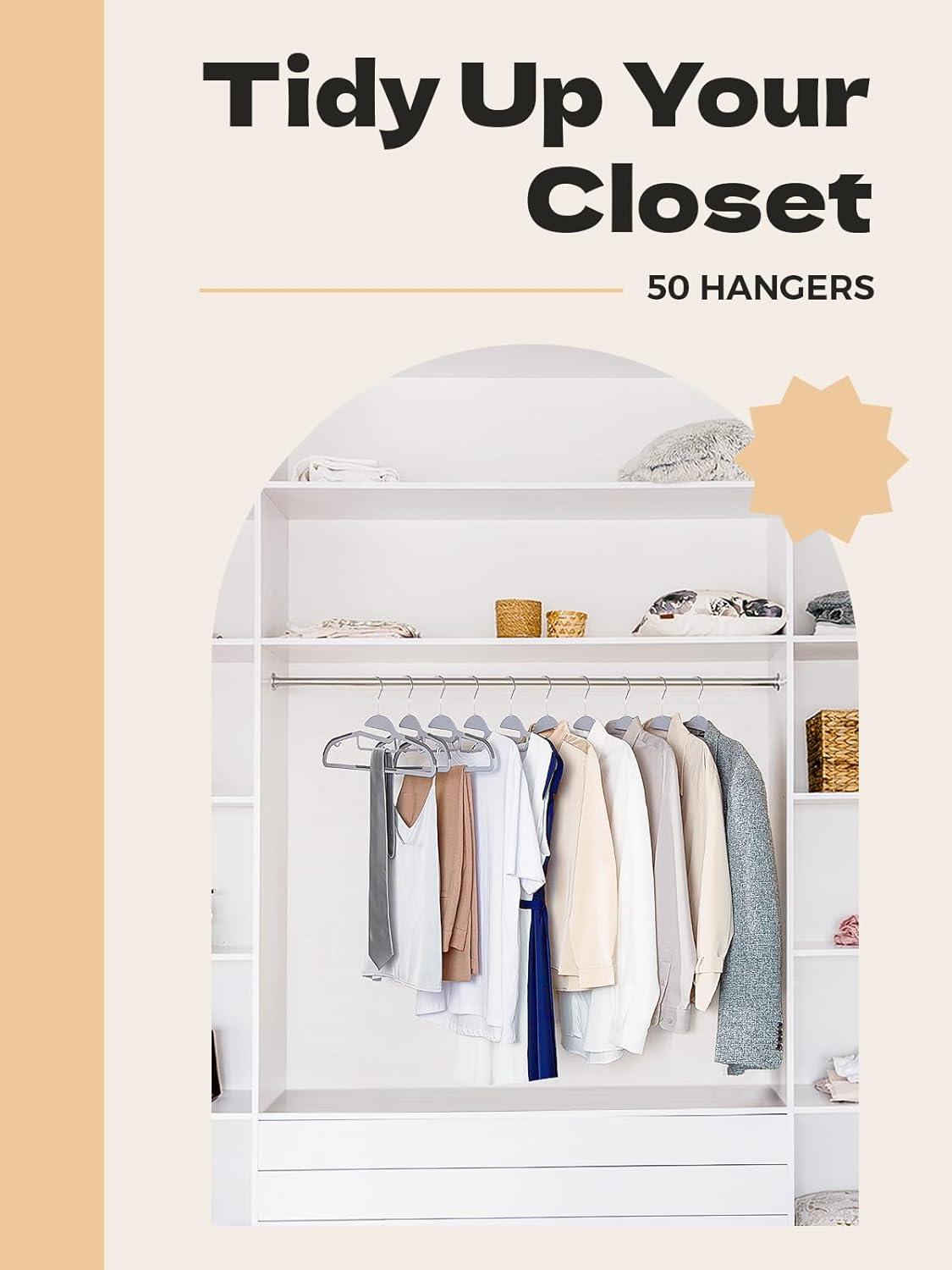 SONGMICS Coat Hangers Non-Slip Clothes Hangers Space-Saving Plastic Hangers 360°Swivel Rose Gold Hook