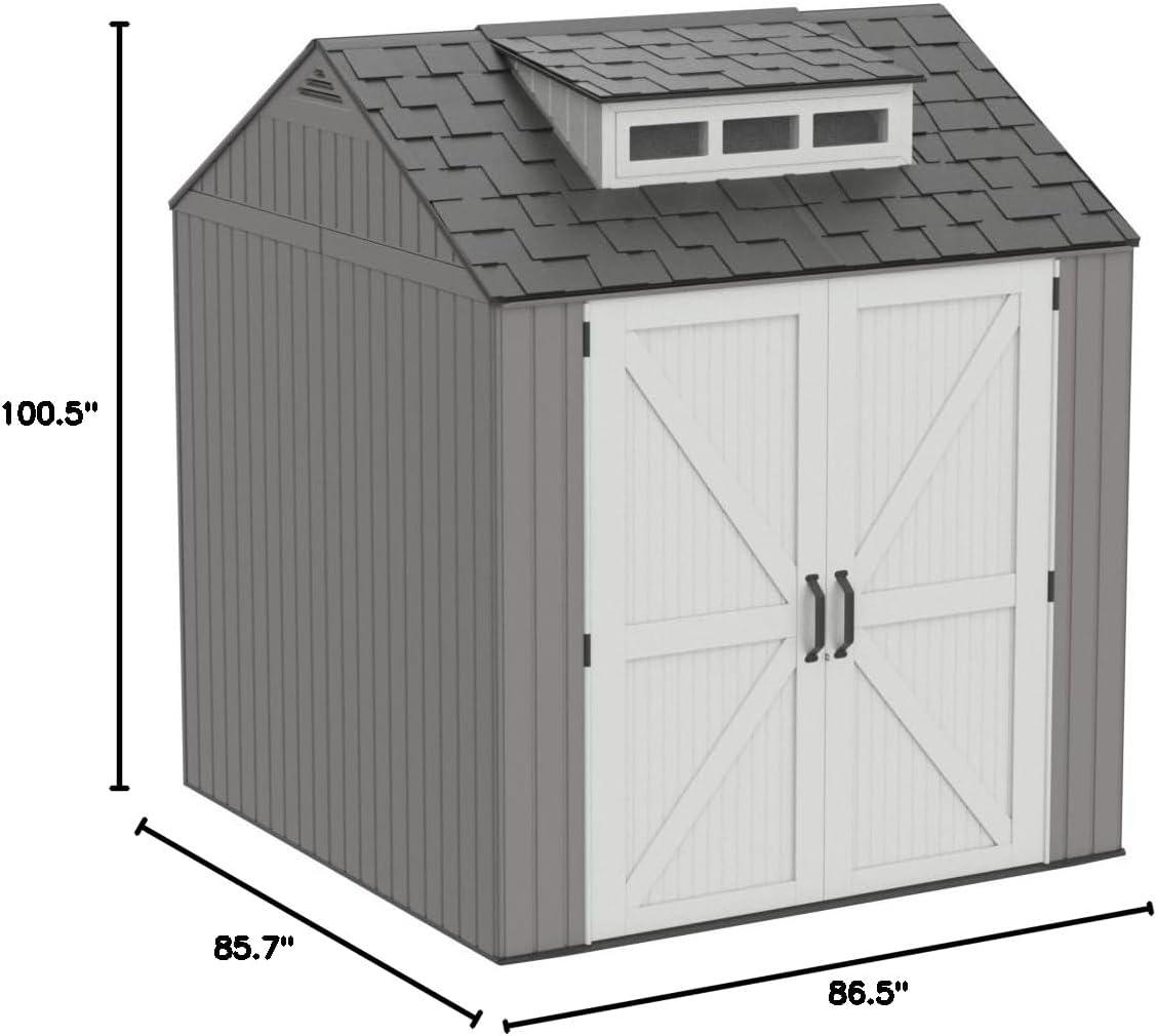 Gray 7 x 7 Foot Resin Outdoor Storage Shed with Windows