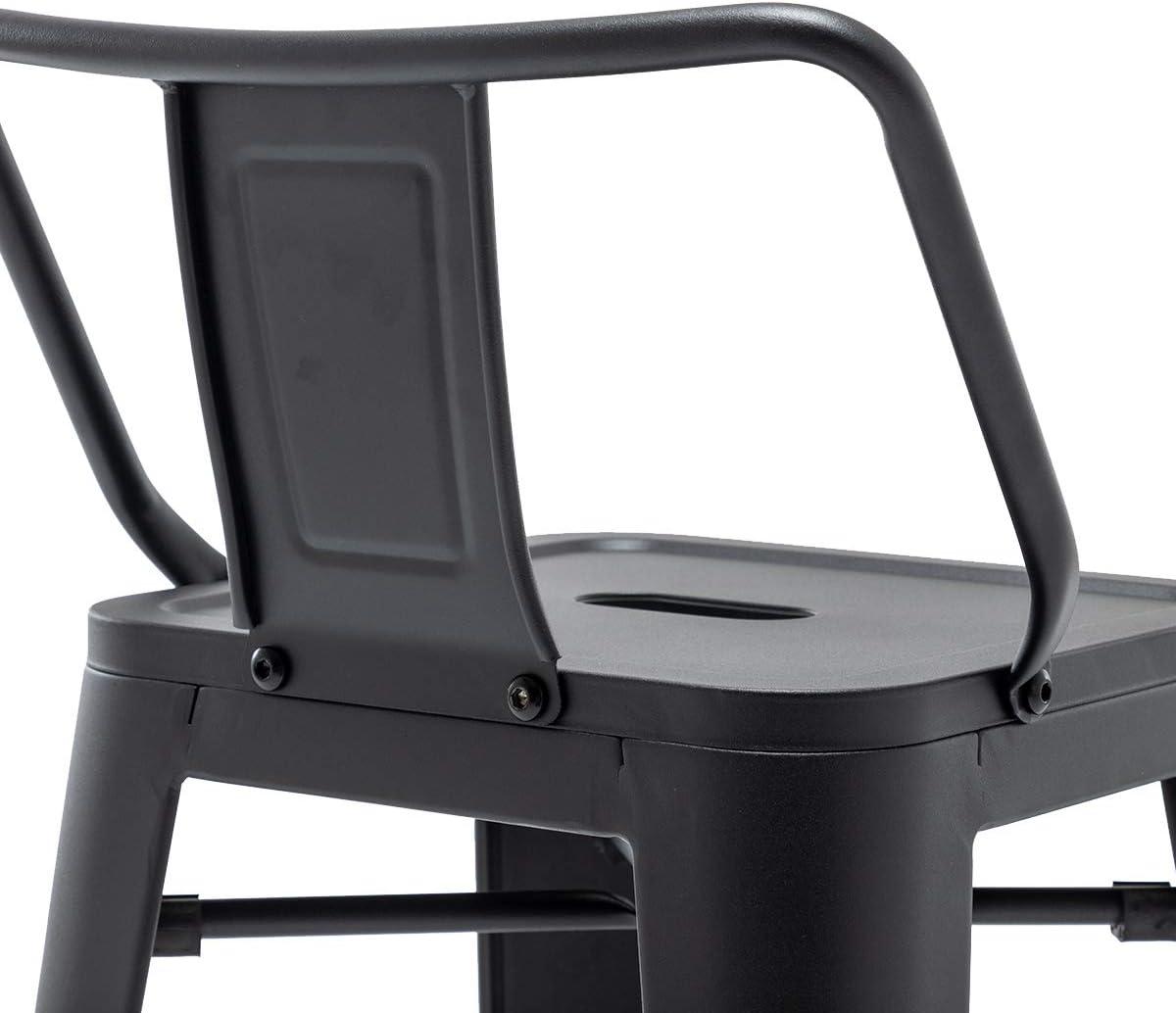Andeworld 26" Low Back Metal Counter Stool Height Bar Stools [Set of 4] Barstools, Black