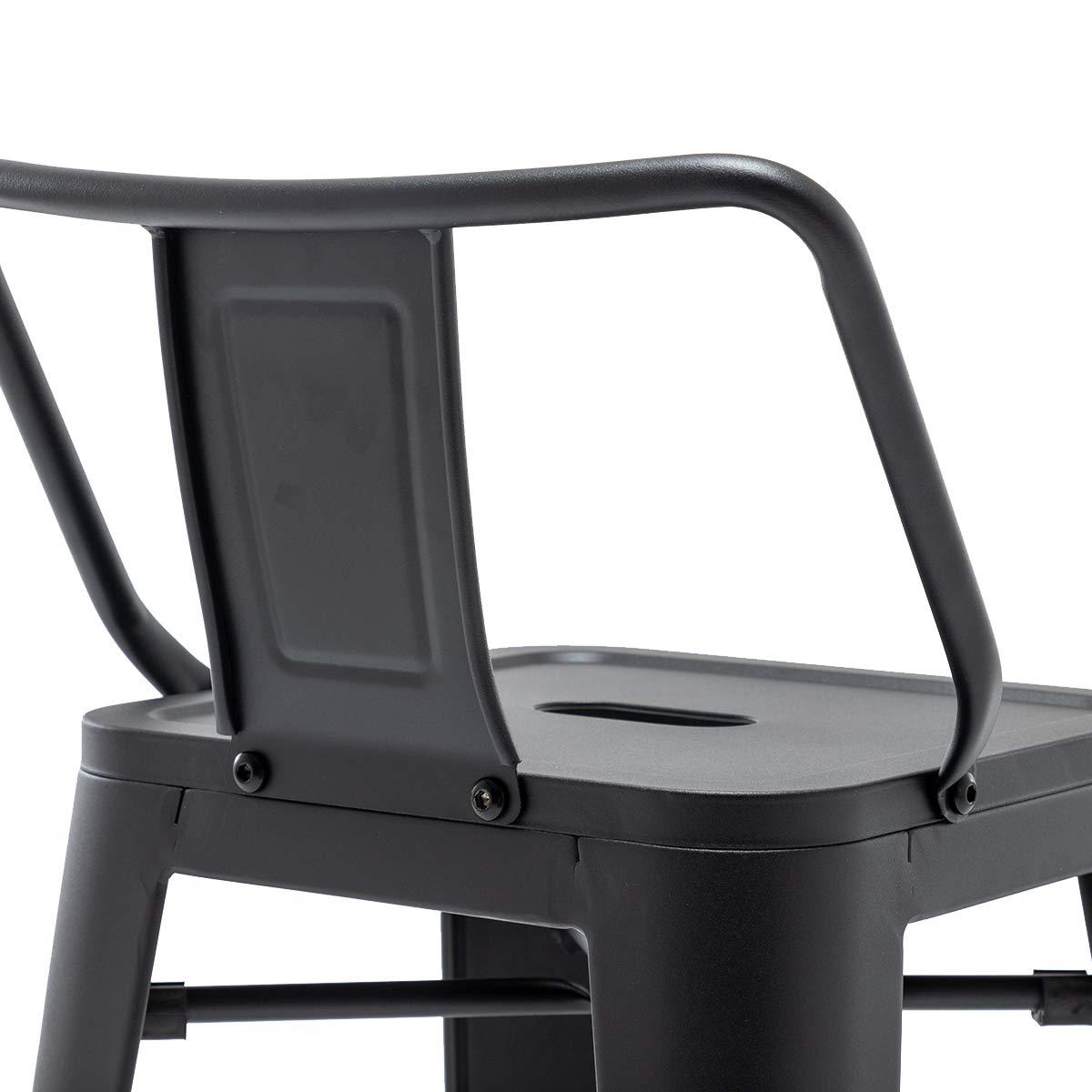 Andeworld 26" Low Back Metal Counter Stool Height Bar Stools [Set of 4] Barstools, Black